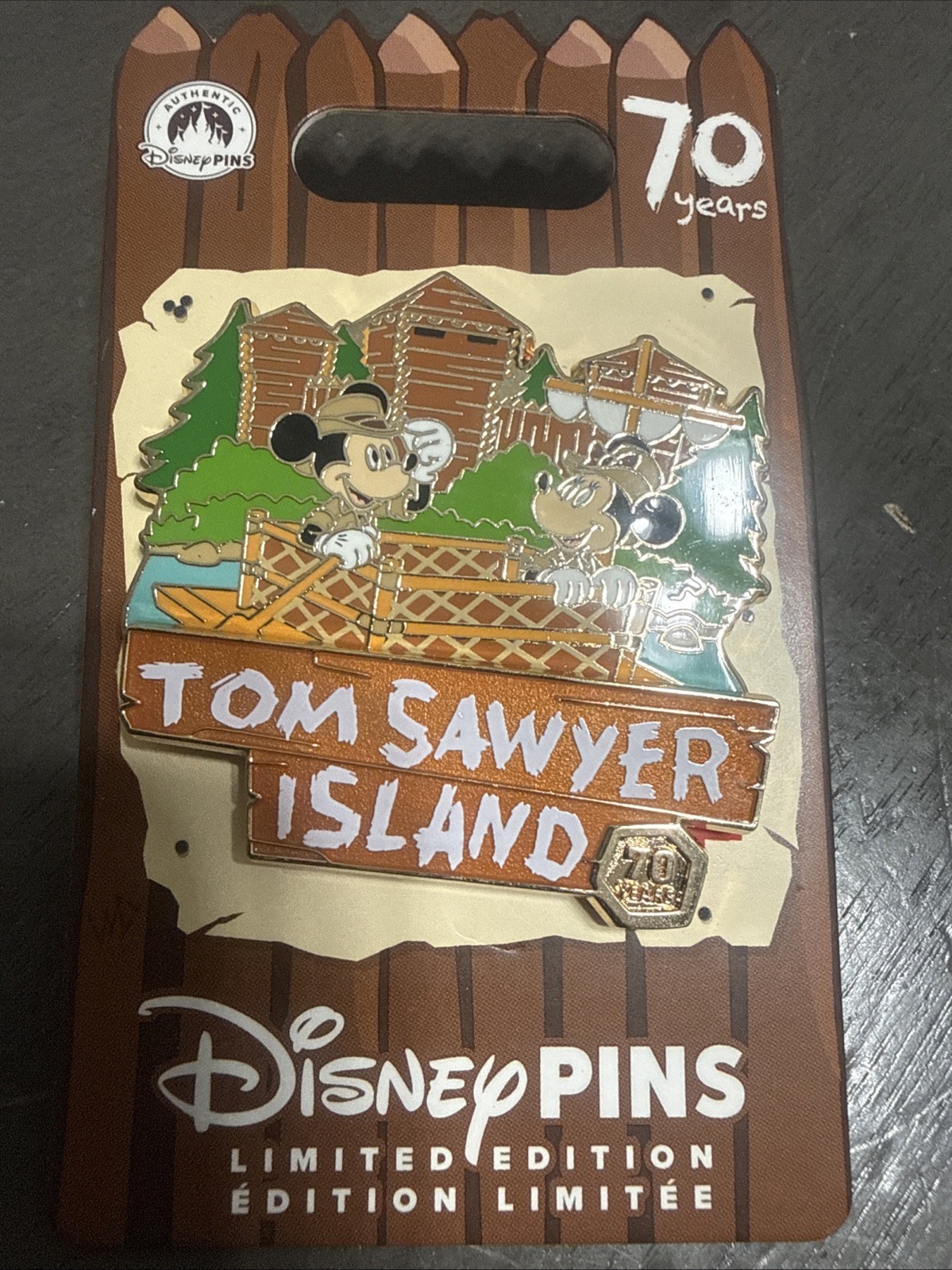 2026 Disneyland Tom Sawyer Island 70th Anniversary Mickey & Minnie Pin LE 2500