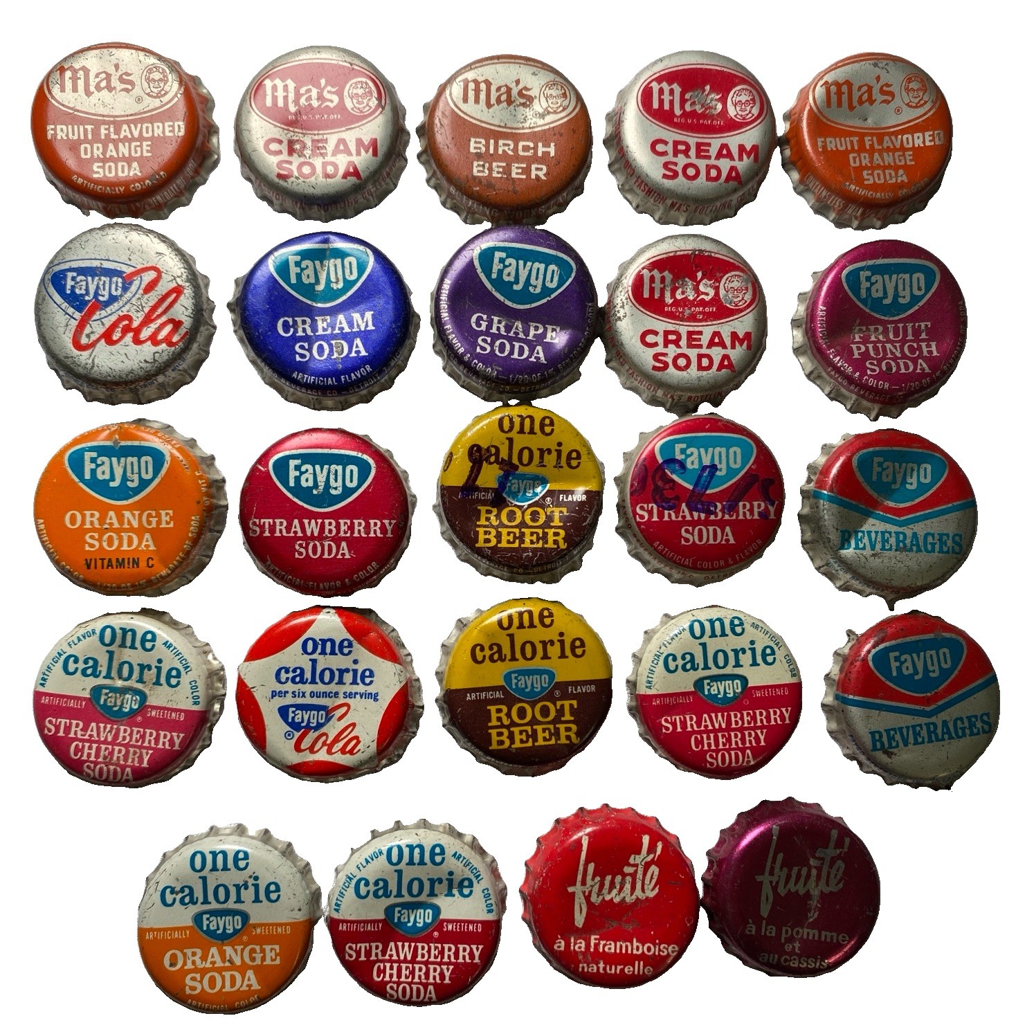 RareStuff Lot Of  24 Ma’s Faygo Soda Pop Bottle Caps Cap Cork Crowns Corks Crown