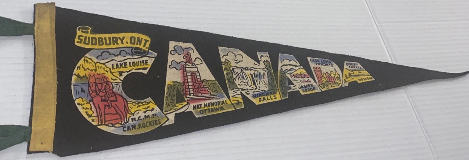 Vintage Sudbury Ontario Canada Pennant Souvenir Soft Felt RCMP Ottawa Muskoka