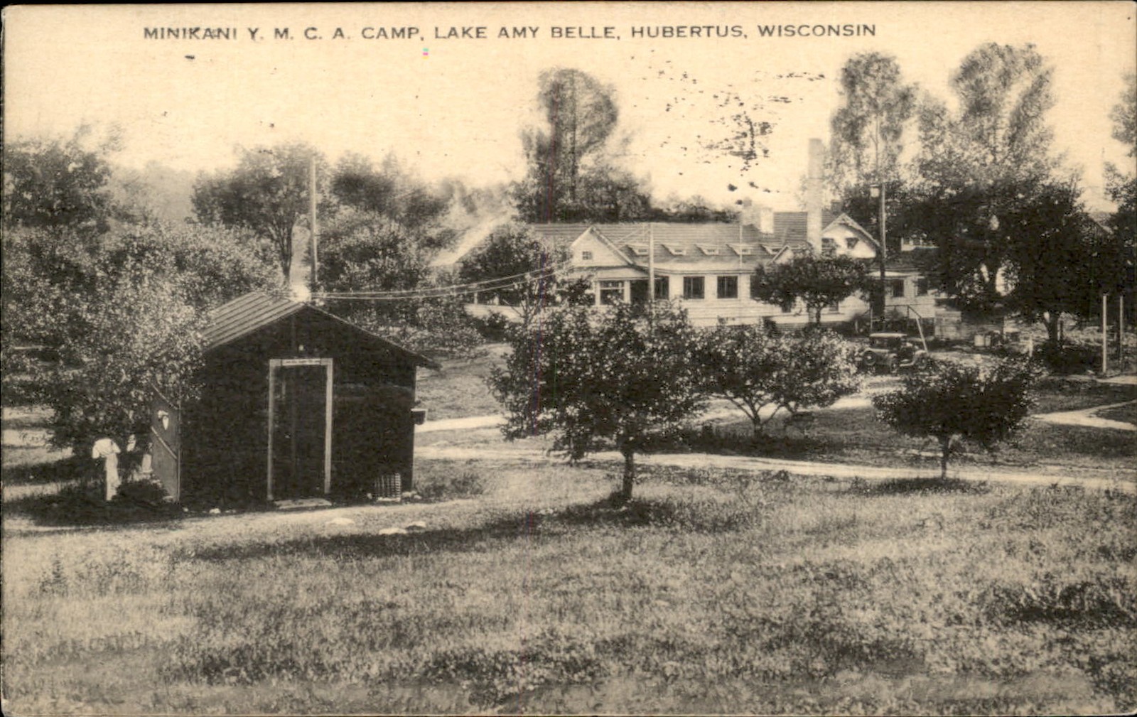 Hubertus Wisconsin WI Y.M.C.A. Camp Lake Amy Belle c1930s Vintage Postcard