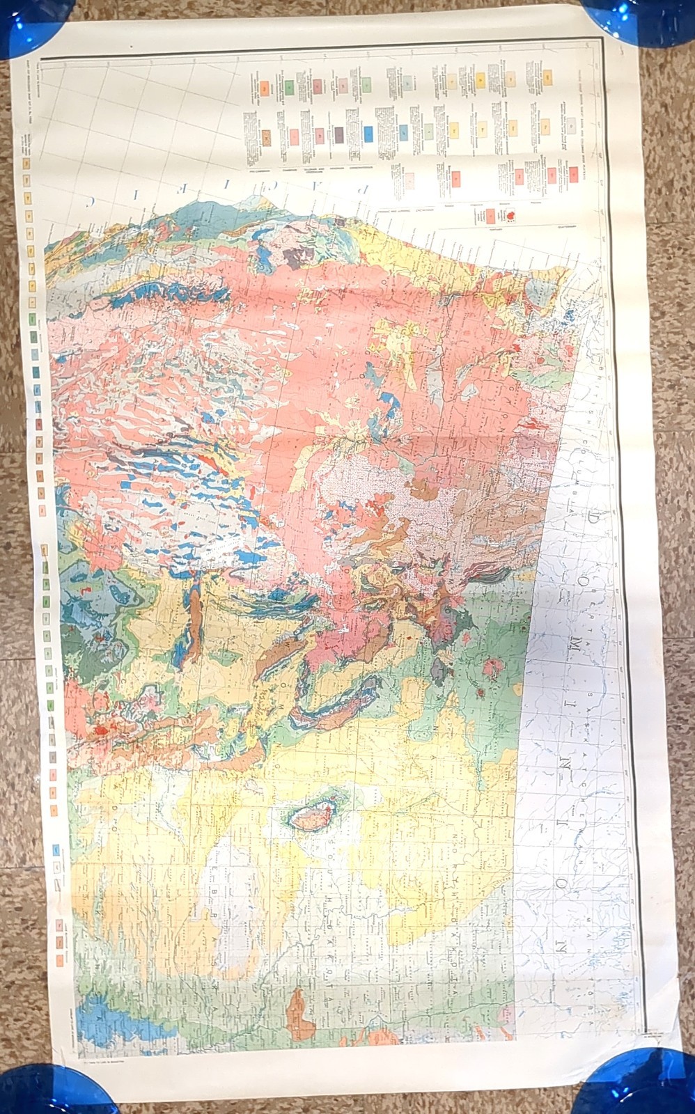 1932 USGS Geological Map Western United States Large Vintage Wall Map