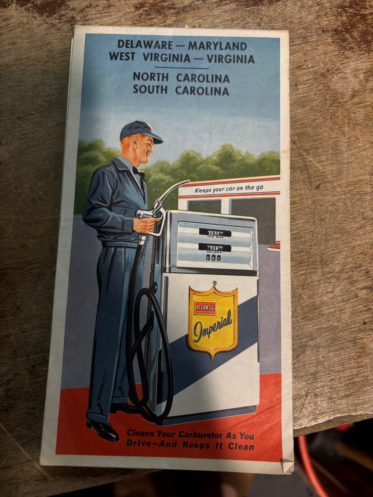 1960\'s ATLANTIC IMPERIAL Carolinas West Virginia Maryland Delaware Road Map