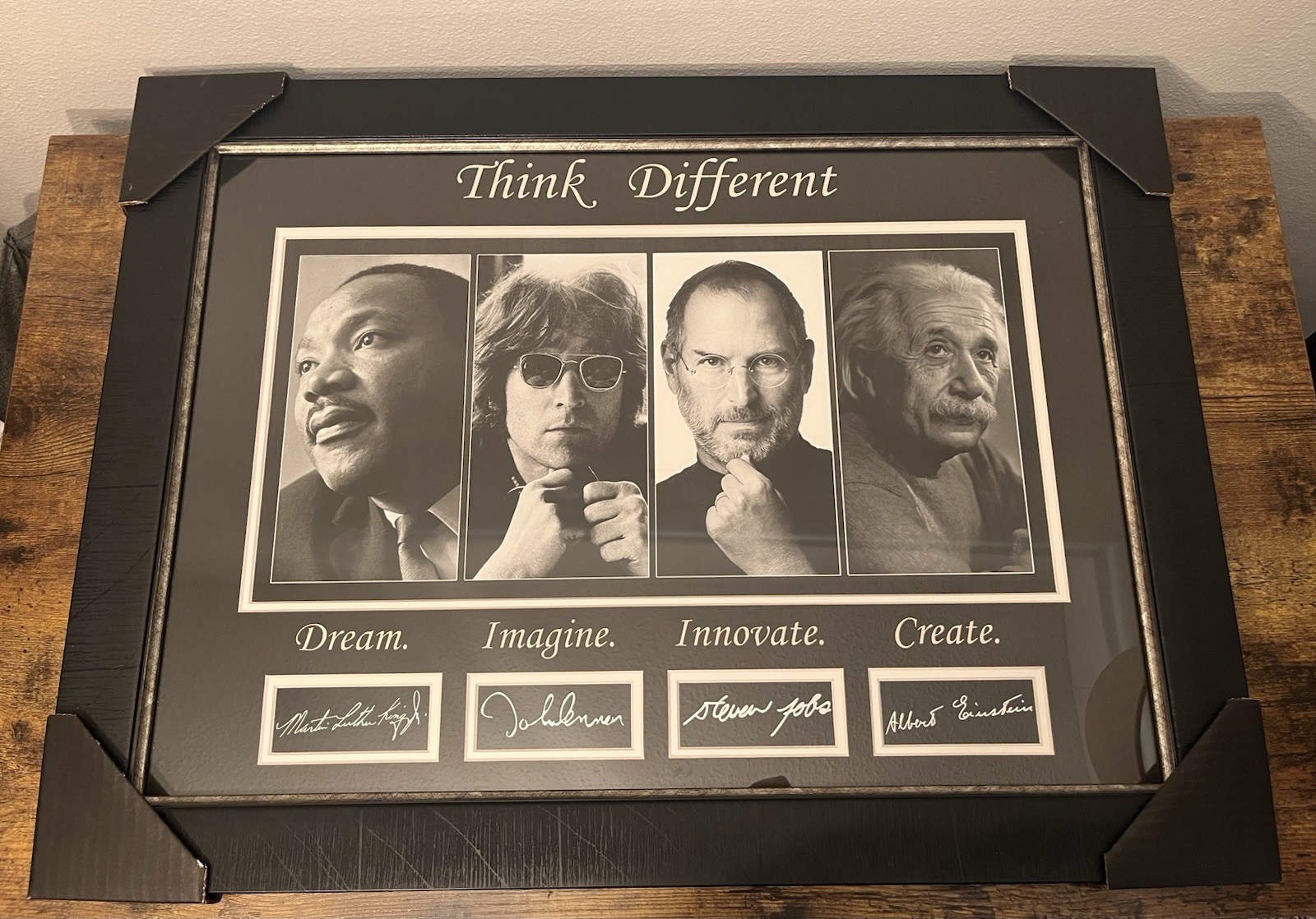 Steve Jobs Think Different MLK John Lennon & Albert Einstein Autograph Art