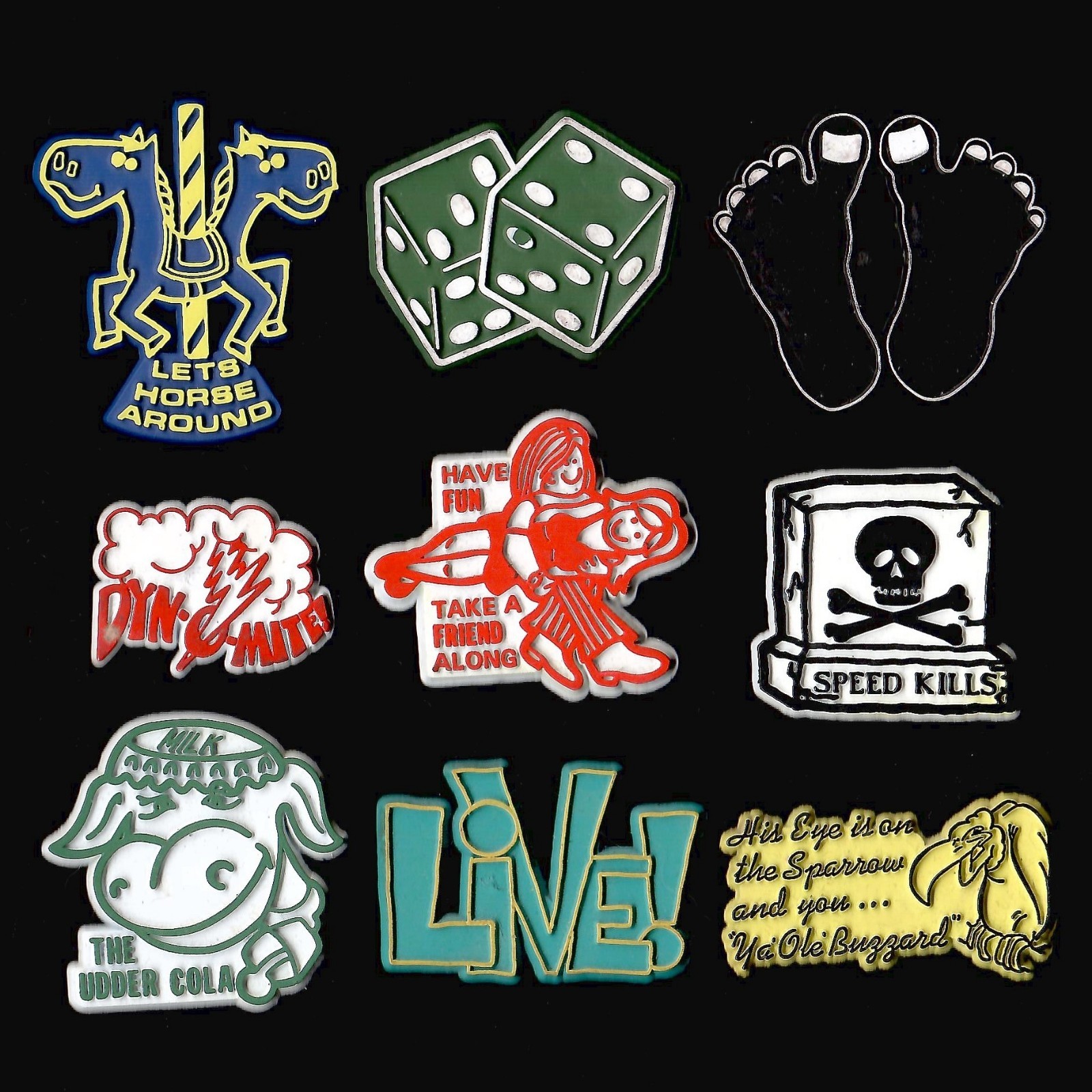 9x Lot Vtg Novelty Magnet Rubber Flexible Fridge  '70s