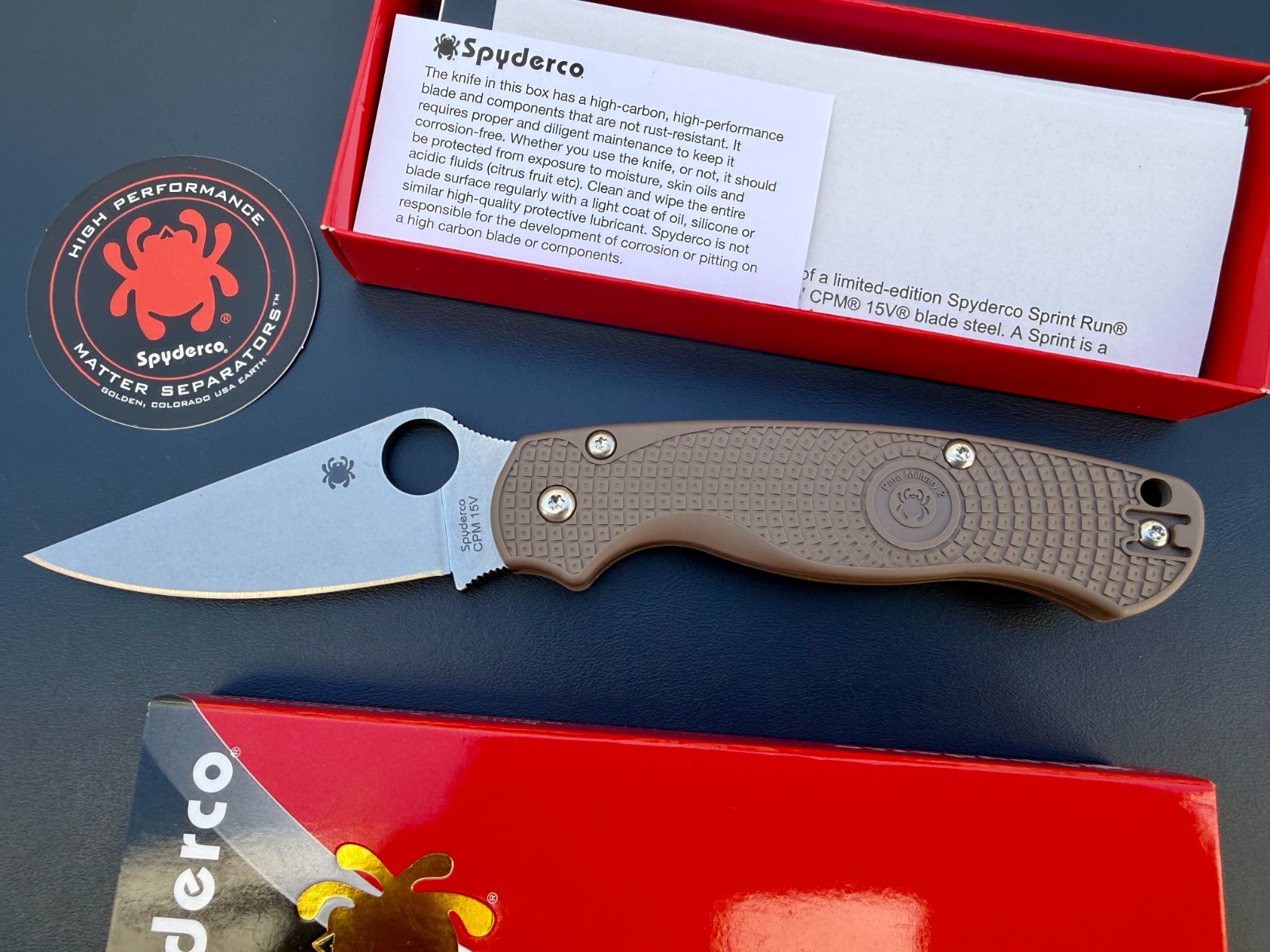 Spyderco Para Military 2 PM2 CPM 15V Brown Lightweight C81PBN15V2 Knife New