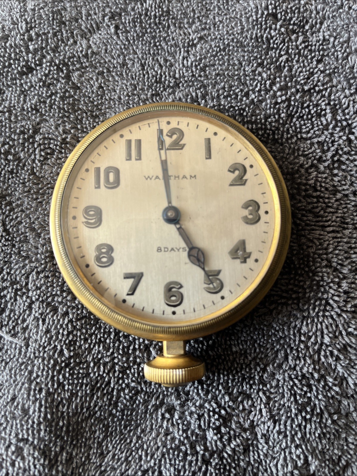 Waltham 1926 8 Day Brass Dashboard Car Clock Size 37s RUNNING TESTED WORKING