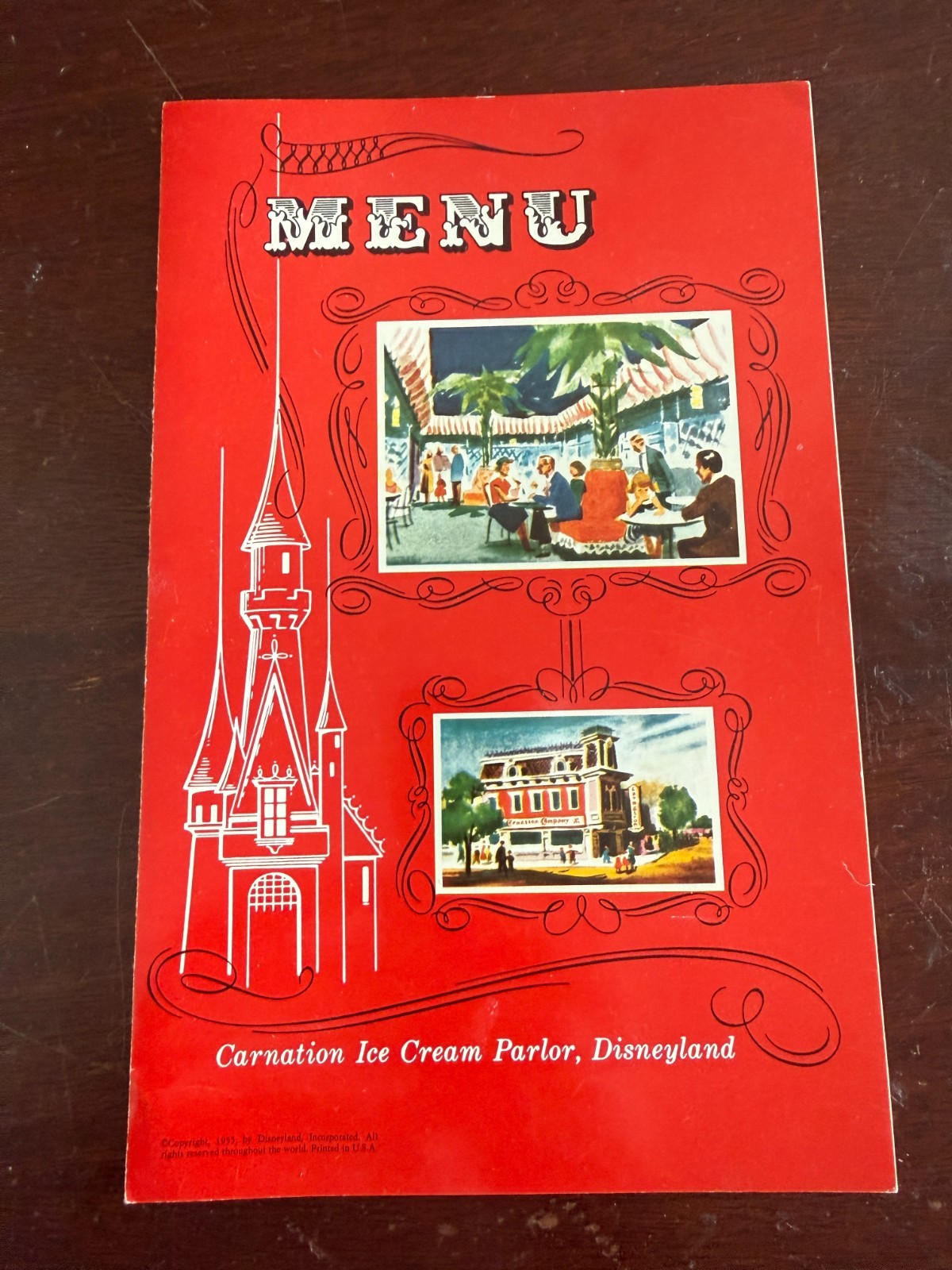 Vtg 1959 Menu Disneyland Carnation Ice Cream Parlor Pavilion Postcard Mailer PA