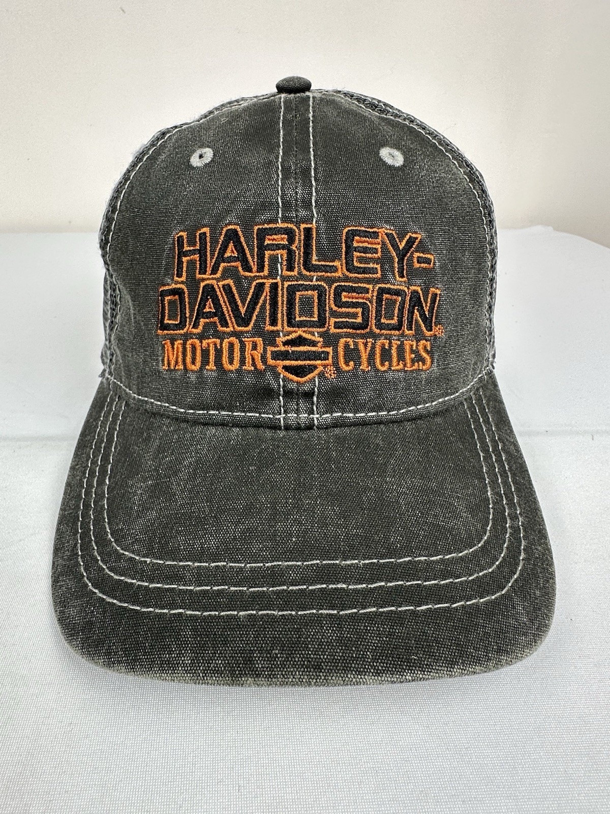 Harley-Davidson Leesburg FL Trucker Hat Gray Distressed Snapback Mesh Cap Harley-Davidson Leesburg FL Trucker Hat Gray Distressed Snapback Mesh Cap