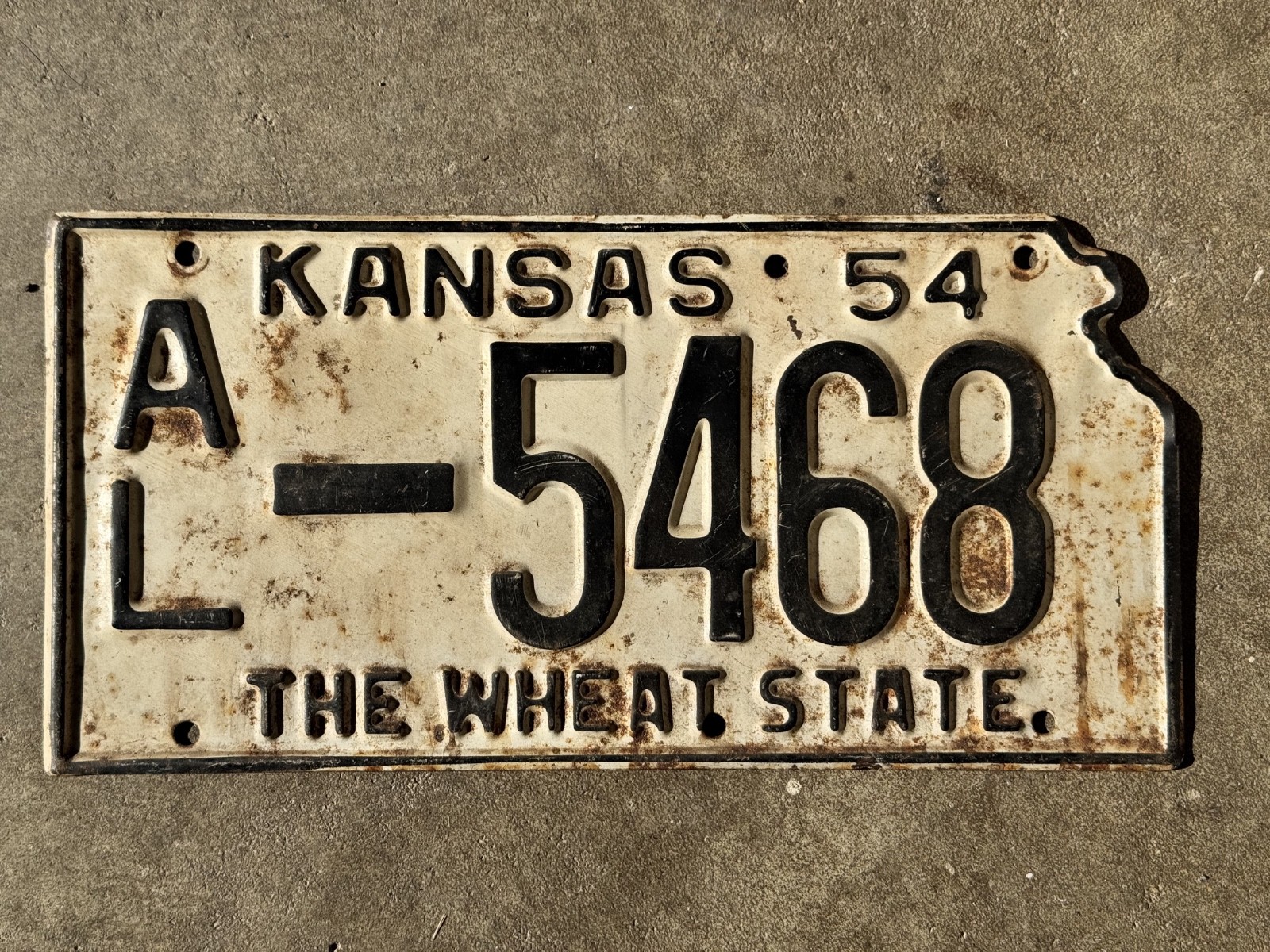 Vintage 1954 Kansas License Plate 7-54698 The Wheat State Embossed Metal Vintage 1954 Kansas License Plate 7-54698 The Wheat State Embossed Metal