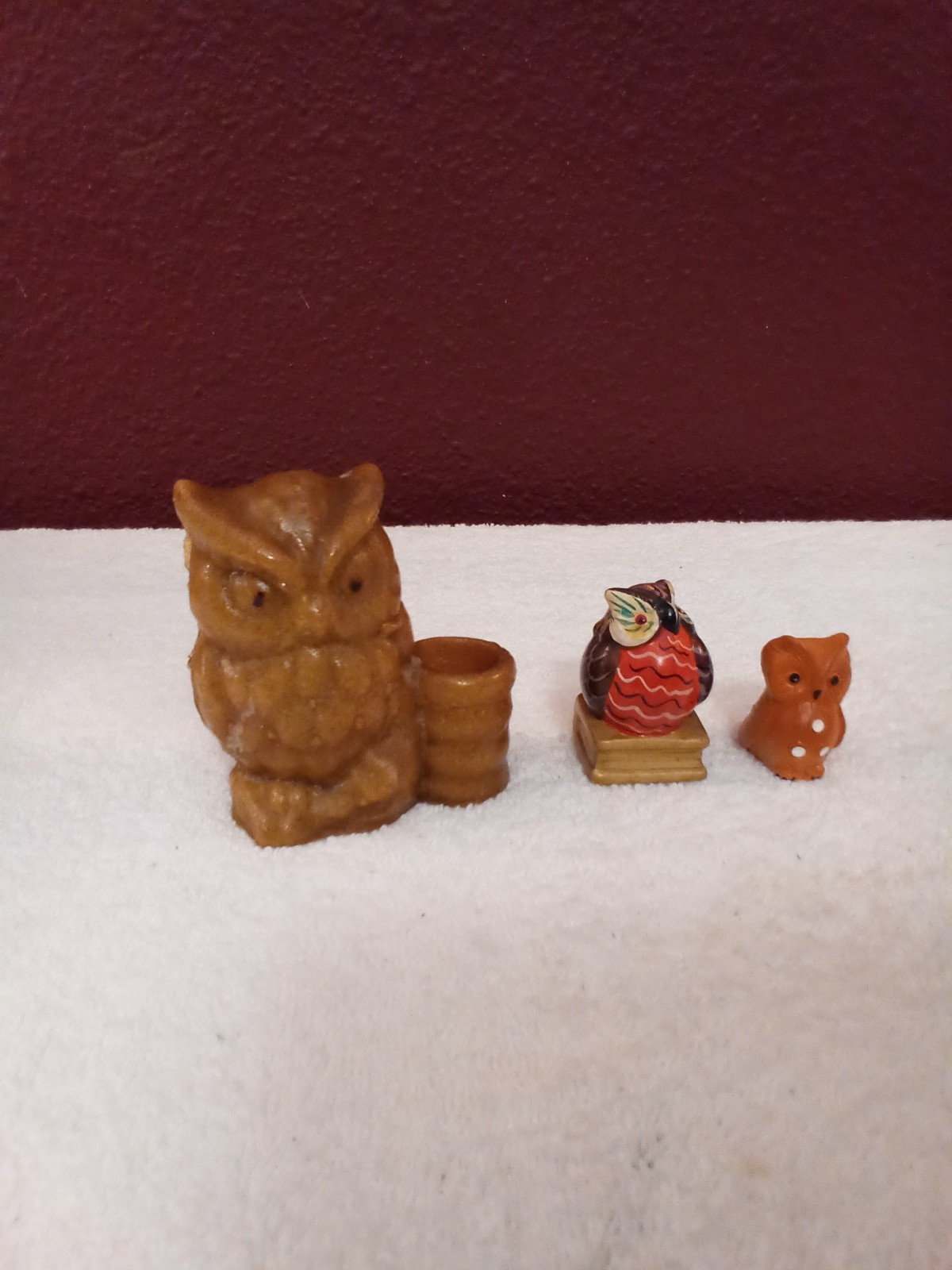 CeramicBrown Owl Toothpick Holder. HandpaintedOwl Sitting on Book,Owl from Spain