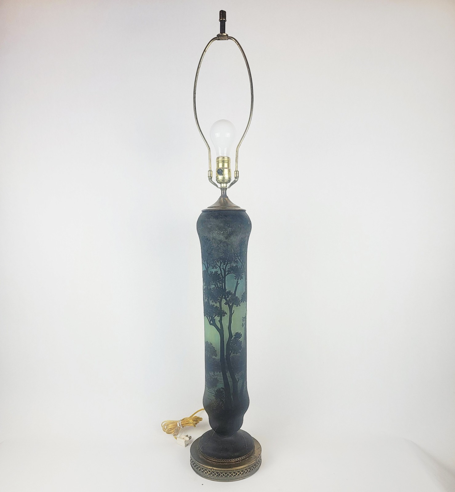 Antique Daum Nancy Cameo Glass Forest Vase Converted to 40