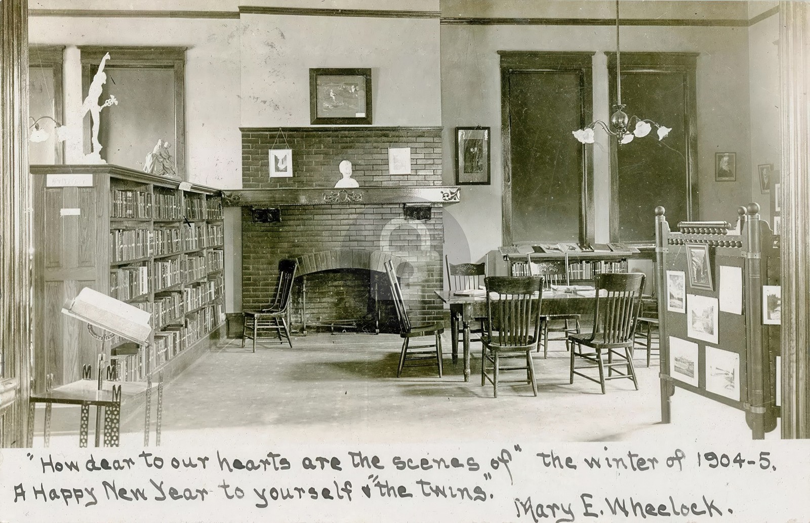 Grinnell IA Iowa Stewart Library Interior 1904 RPPC Photo Postcard COPY