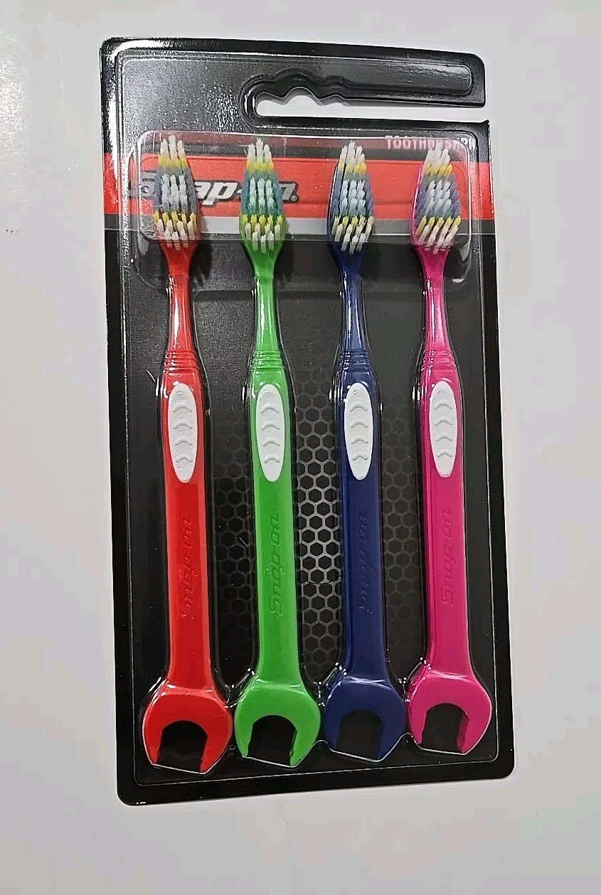 4X Pack Snap on tools Toothbrush Red, Green, Blue & Pink Flank Drive End New 4X Pack Snap on tools Toothbrush Red, Green, Blue & Pink Flank Drive End New