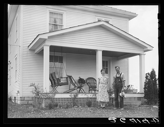 Photo:D.H. Kempton and wife, resettled in a new house. Scioto Farms, Ohio