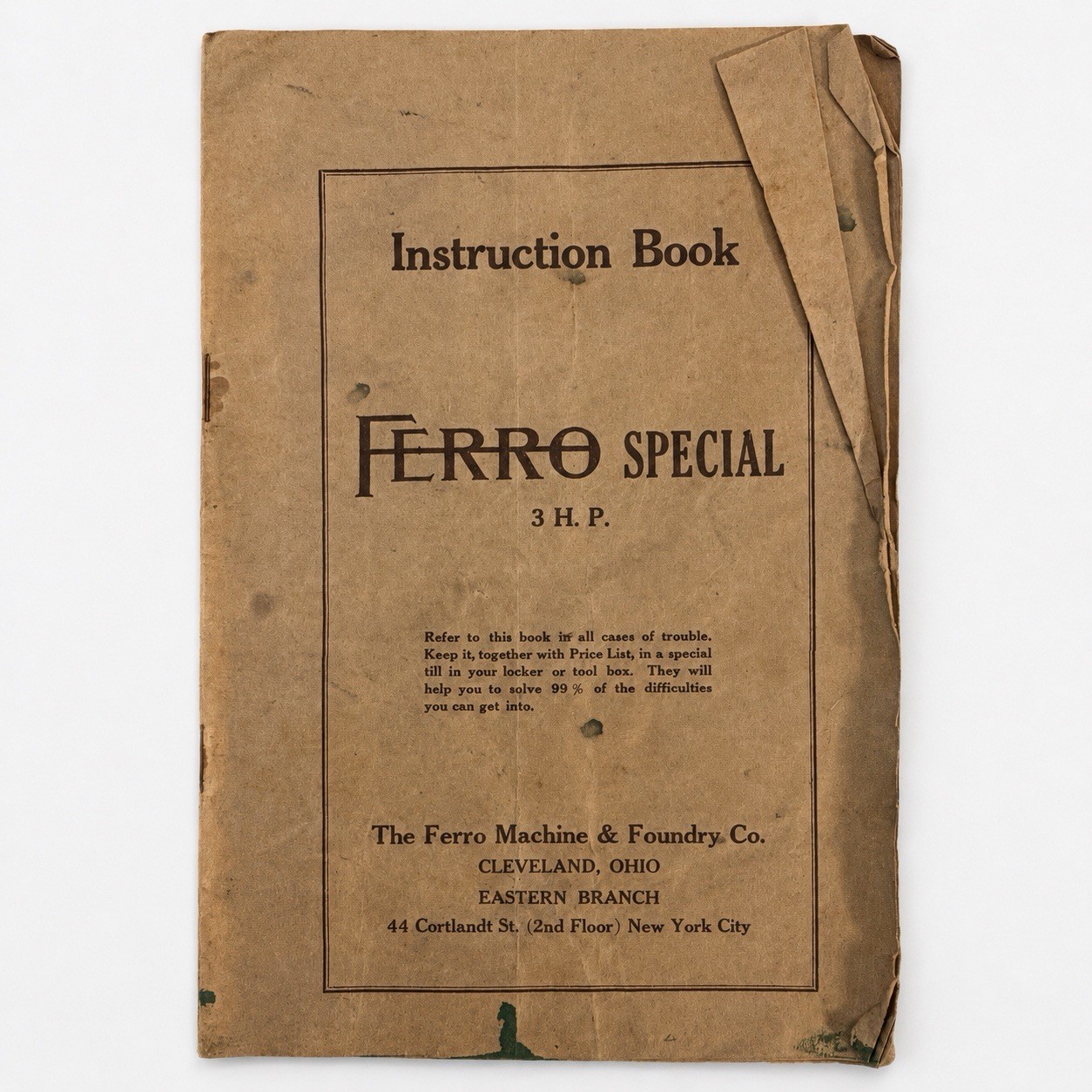 Antique Ferro Machine & Foundry Special 3 HP Boat Motor Instruction Manual c1909