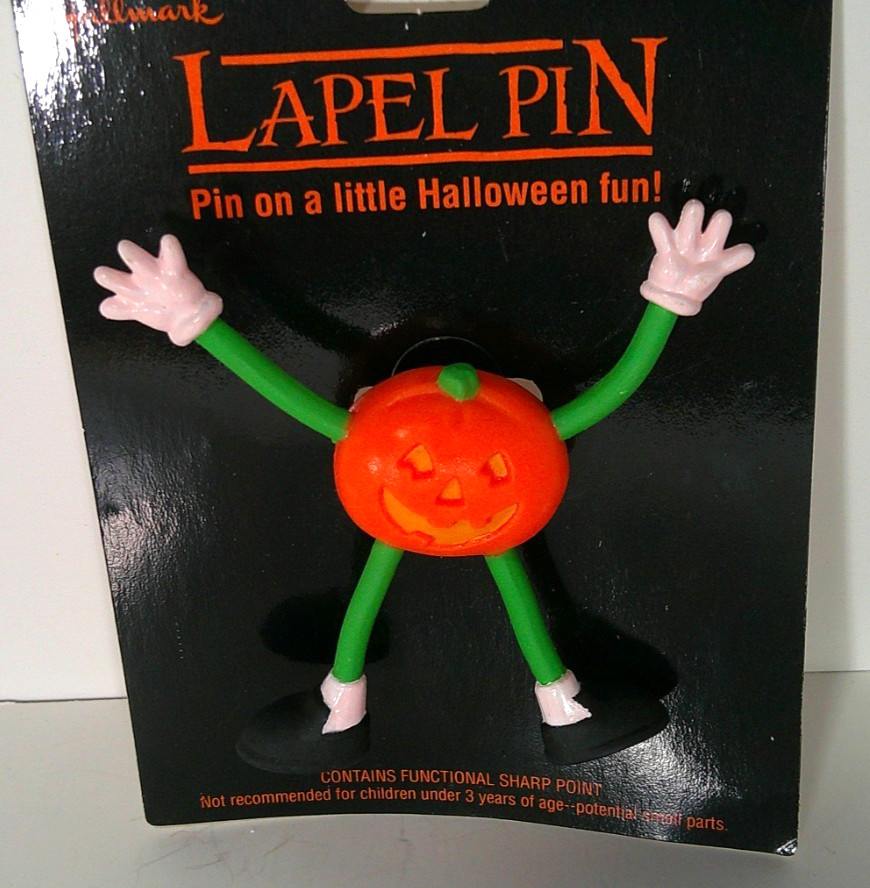 Hallmark Halloween Pin Vintage Pumpkin Man with Bendy Arms Legs New Old Stock