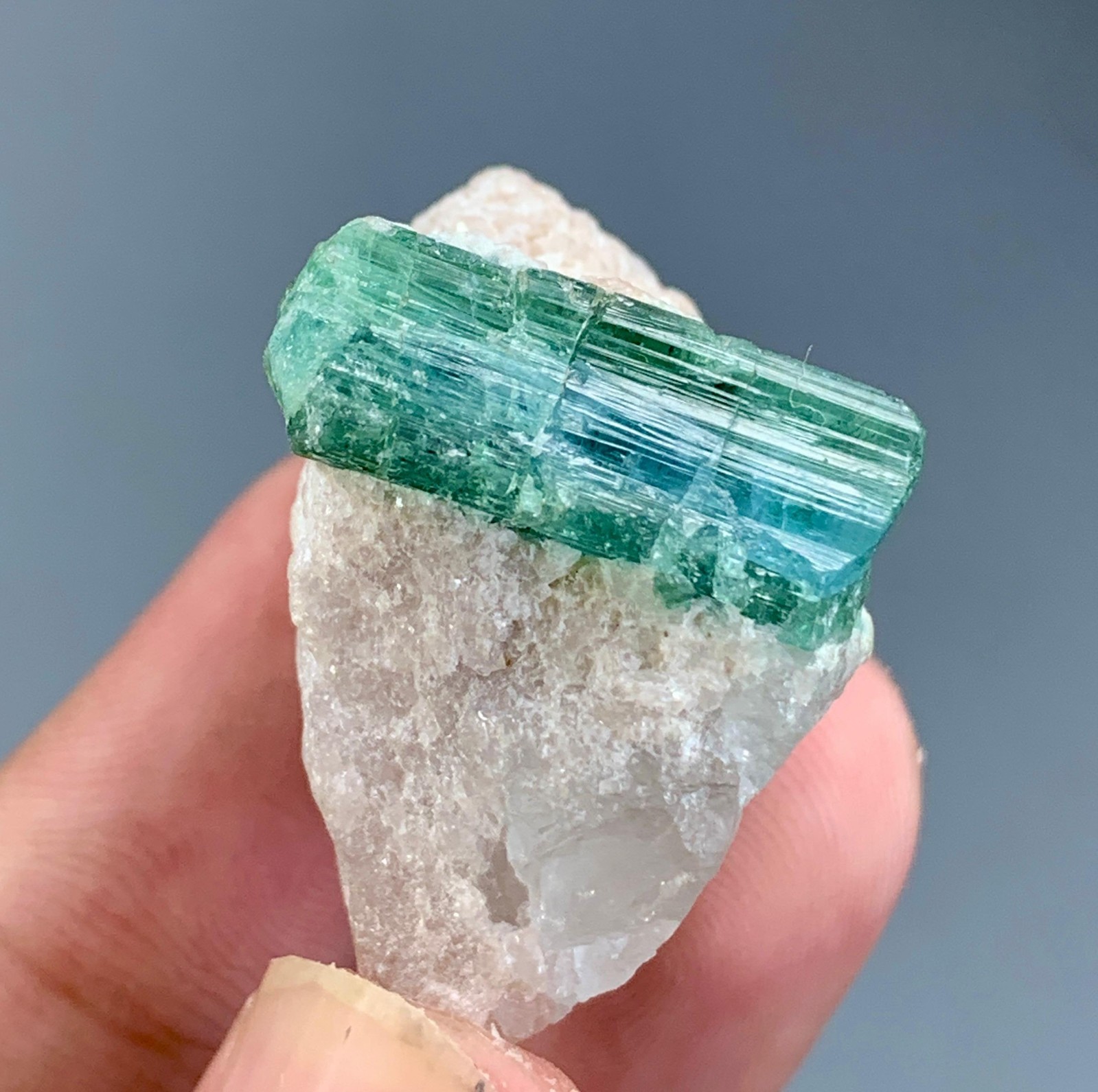 77 Carat Green and blue Tourmaline Crystal Specimen From Afghanistan