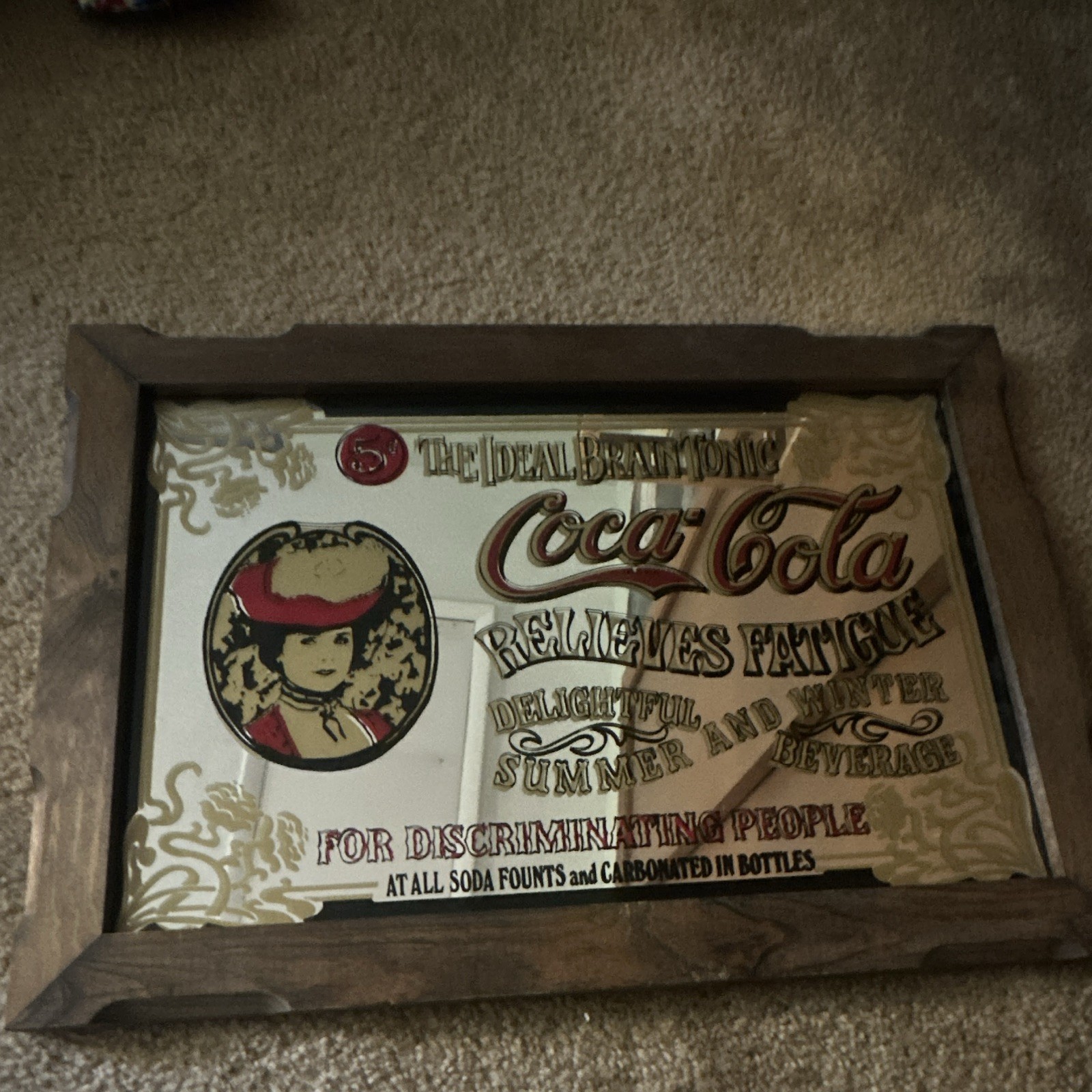 Coca-Cola Antique Style Mirror Sign Vintage