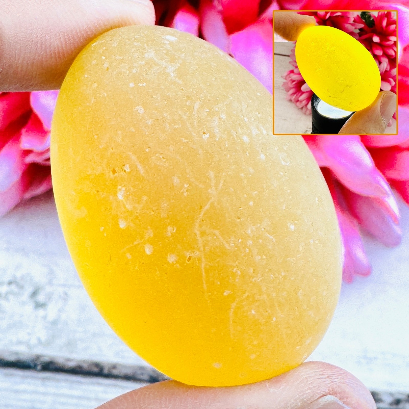 Mystical Mae Khong River Rock Gem Stone Leklai Naga Egg Yellow Thai Amulet 18655