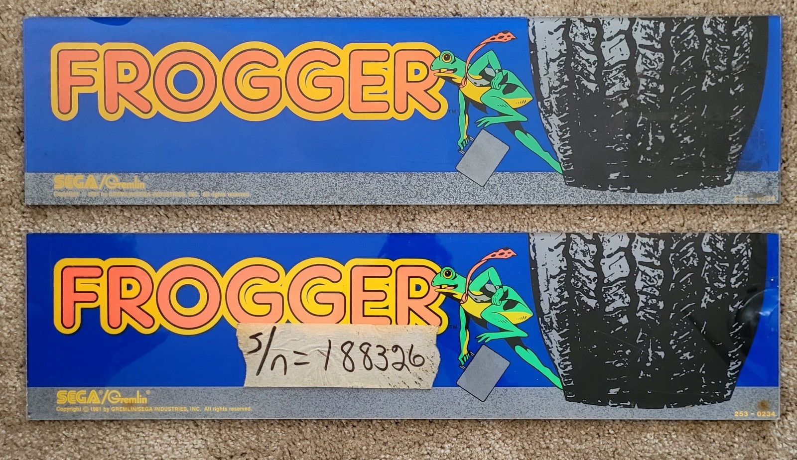 Lot Of 2 Original Frogger Arcade Game Marquees 1981 Sega/Gremlin Vintage Retro 