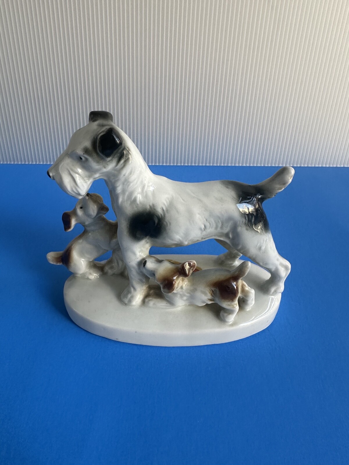 Rare 1940s Carl Scheidig Fox Terrier Dogs Figurine Porcelain Vintage Germany Rare 1940s Carl Scheidig Fox Terrier Dogs Figurine Porcelain Vintage Germany