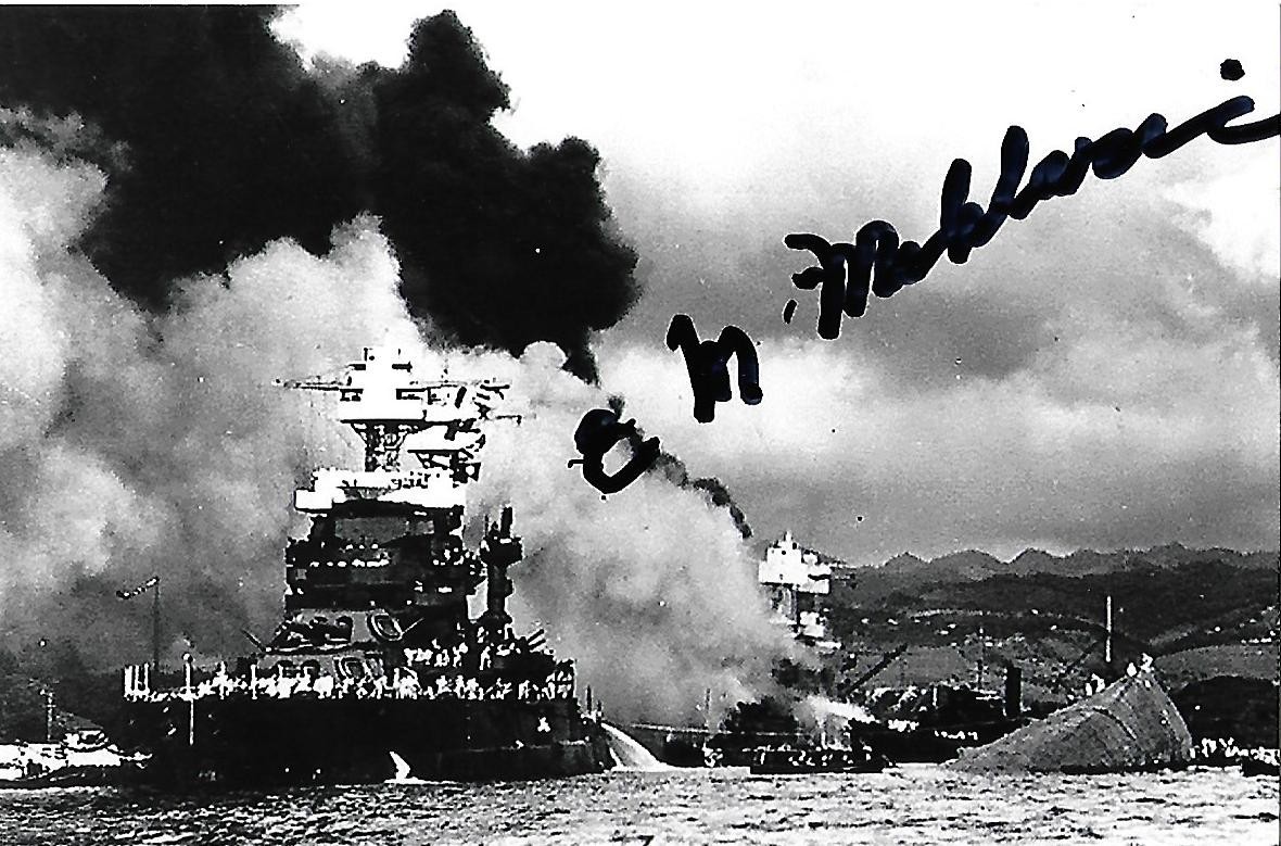 Ed Miklavcic autographed 4x6 photo WW II Pearl Harbor Survivor RARE COA LOOK