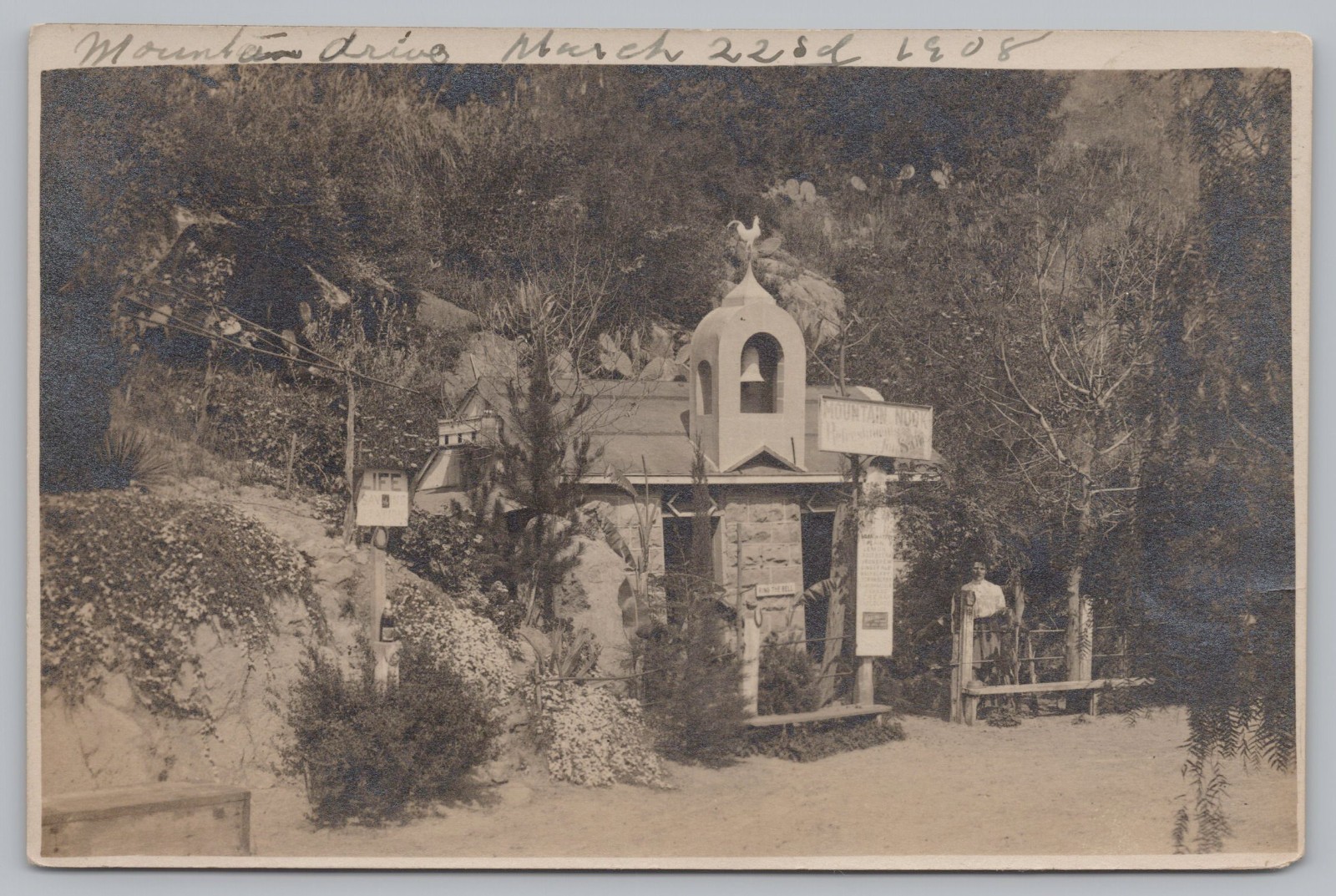 RPPC Mountain Nook Refreshment Stand Santa Barbara CA California Postcard 1908
