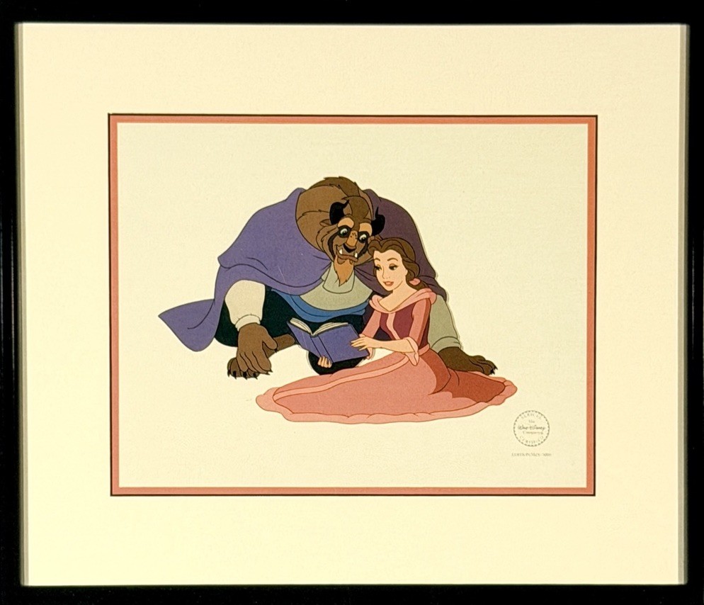 Beauty And The Beast “Cozy Couple” Disney VTG 1990s Art Print Announcement Card