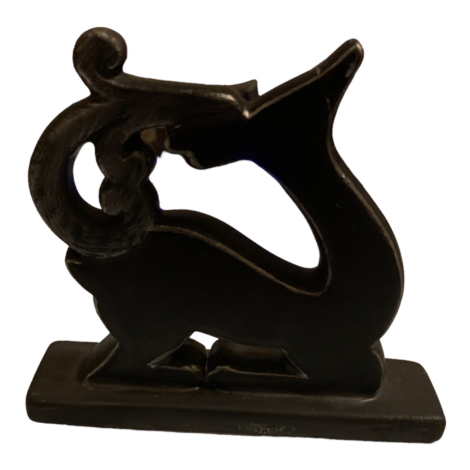 Ceramic Black Stylized Deer Figurine 4”