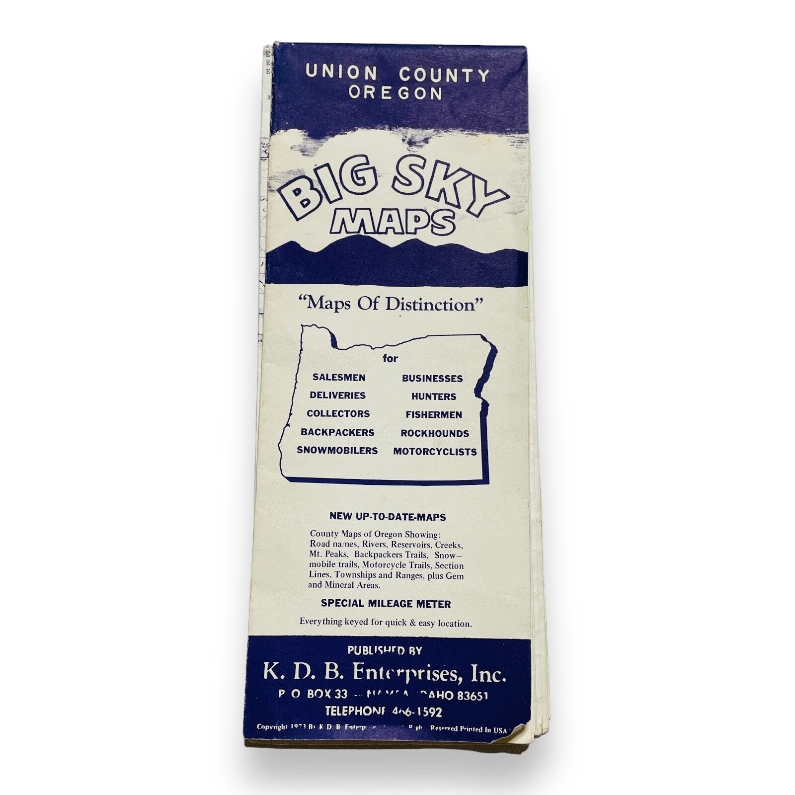 Vintage 1977 Big Sky Maps Union County Oregon Tri-Cities & Surrounds