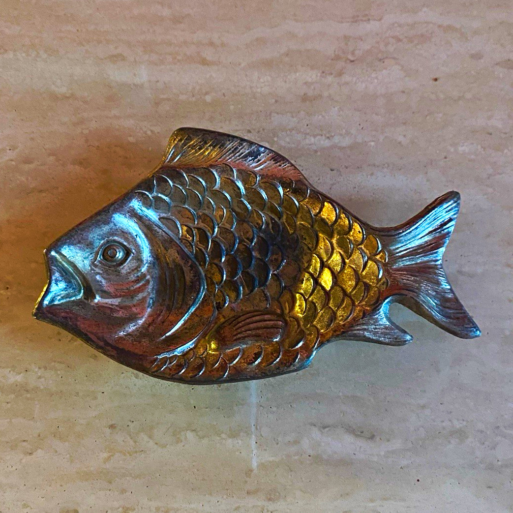 Vintage Silver Tone MCM Metal Fish Tray