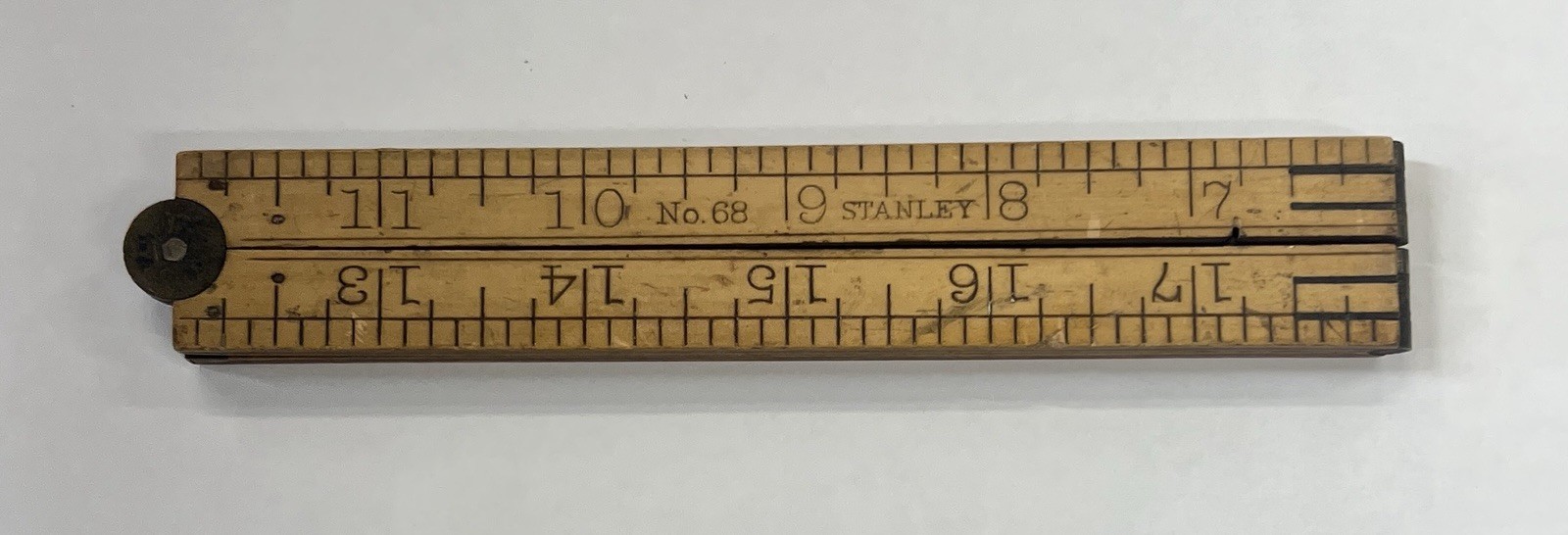 Vintage Stanley No. 68 Folding 24” Boxwood & Brass Wood Carpenter Rule