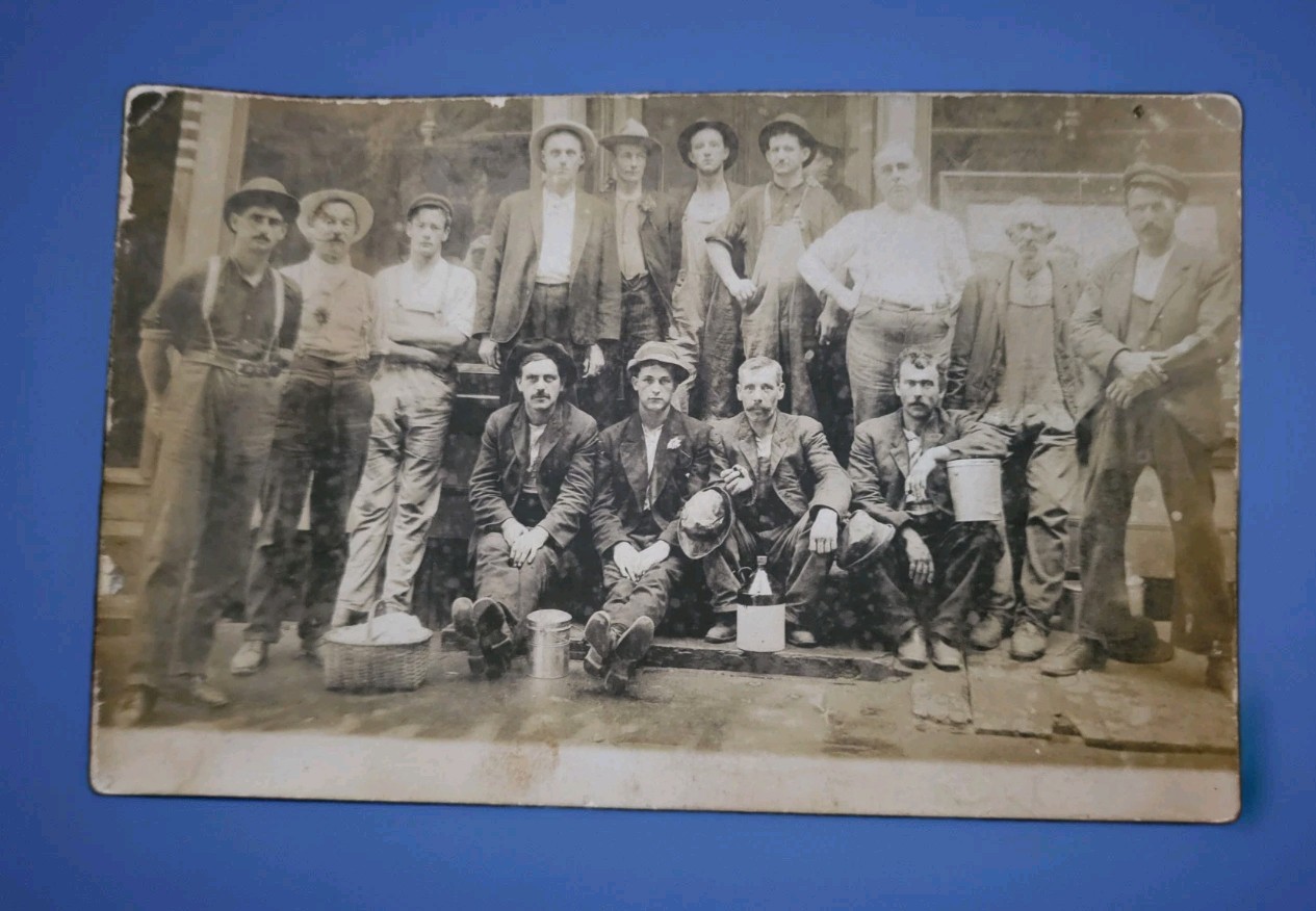 Late 1890s RPPC Factory Workers Group Industrial Septiatone Real Photo Postcard Late 1890s RPPC Factory Workers Group Industrial Septiatone Real Photo Postcard