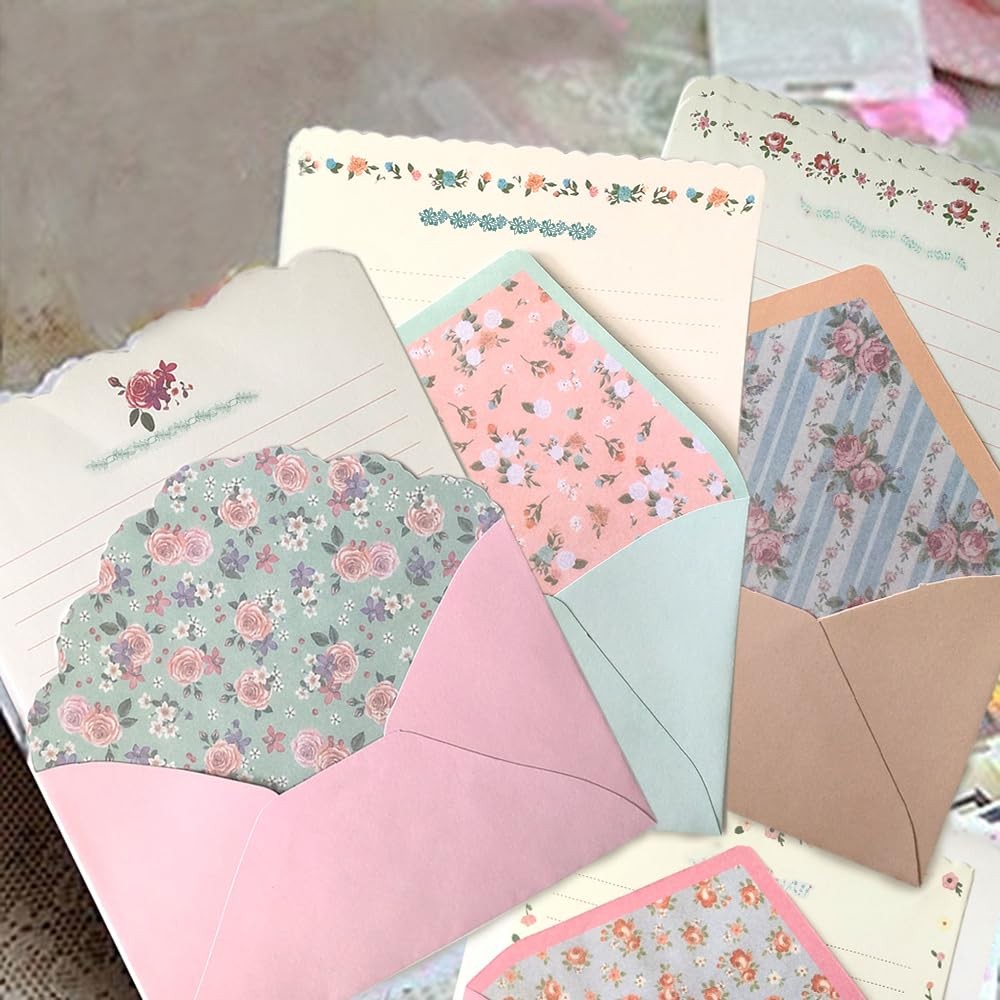 32 Cute Writing Paper with 16 Envelopes Letter 7.1x5.2 inch