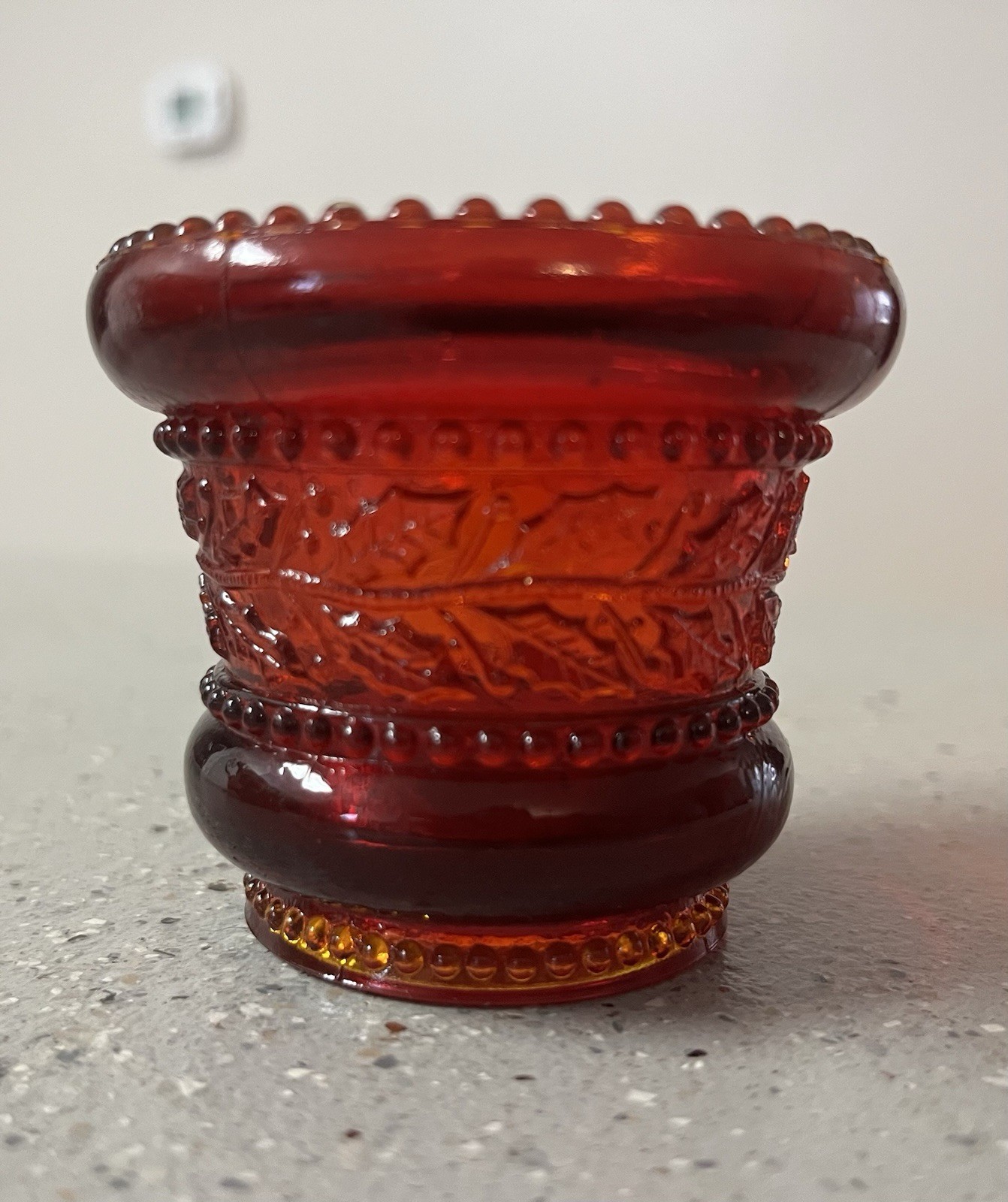 Summit Art Glass Red Holly Band Toothpick Holder Beaded Holly Match Holder GLOWS Summit Art Glass Red Holly Band Toothpick Holder Beaded Holly Match Holder GLOWS