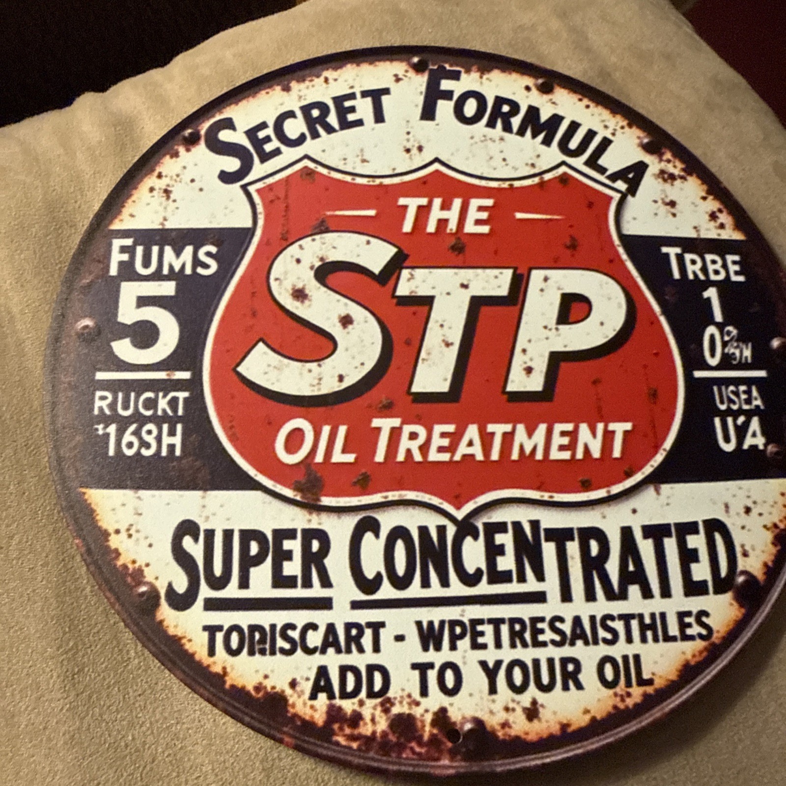 Vintage 1960'S STP Secret Formula Oil Treatment Metal Tin 8”x 8”