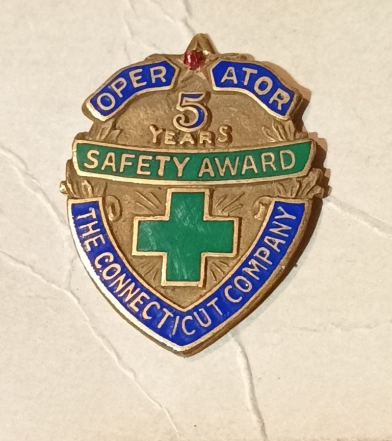 W&H The Connecticut Company 5 Year Operator Safety Award Enamel Pin Trolley, Bus