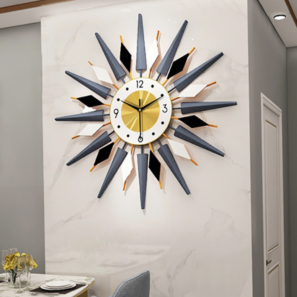 Large Starburst Metal Wall Clock Mid Century Modern Europe Style Decor 60x60cm