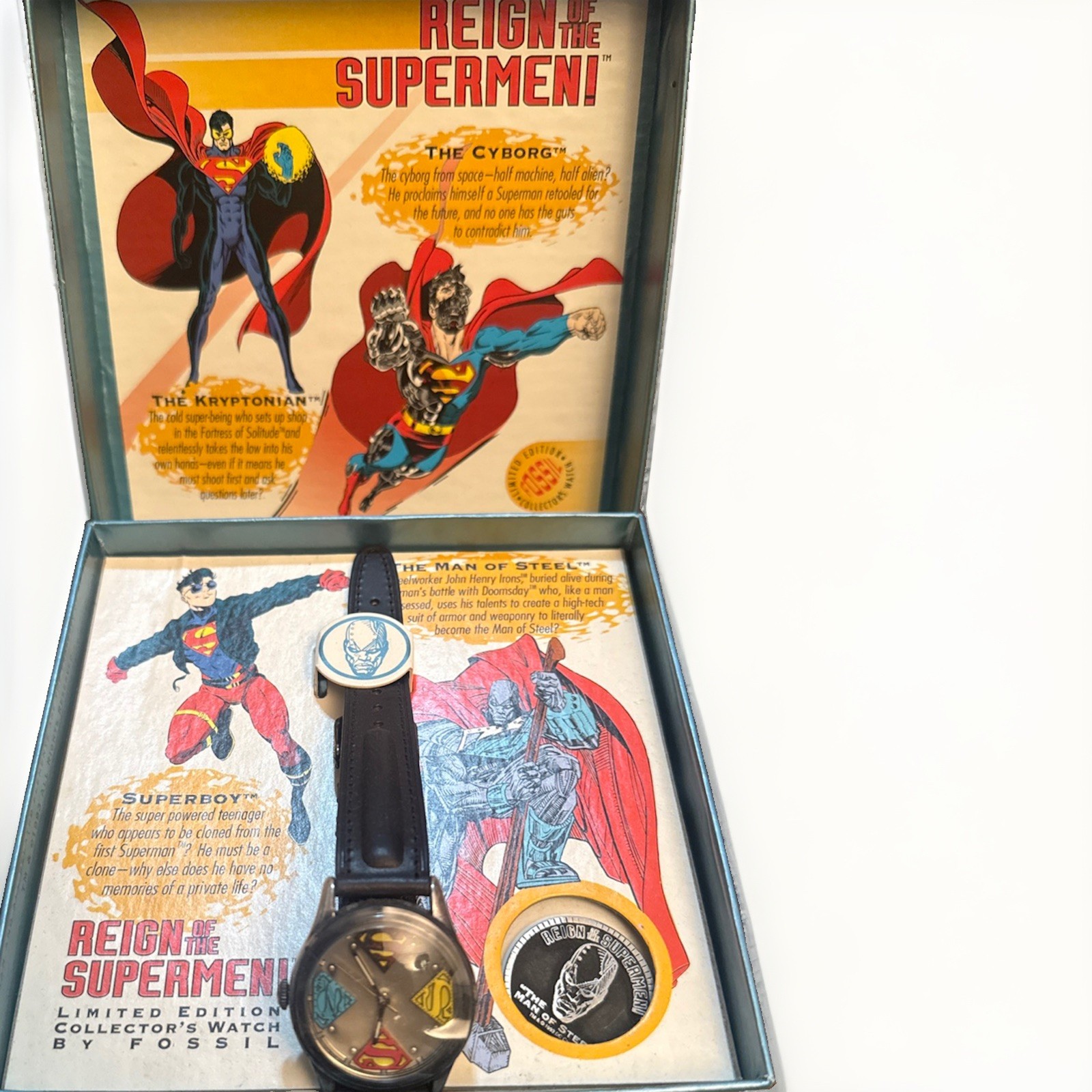 Fossil Superman Collector's Watch Limited Edition 1993 Reign of the Supermen