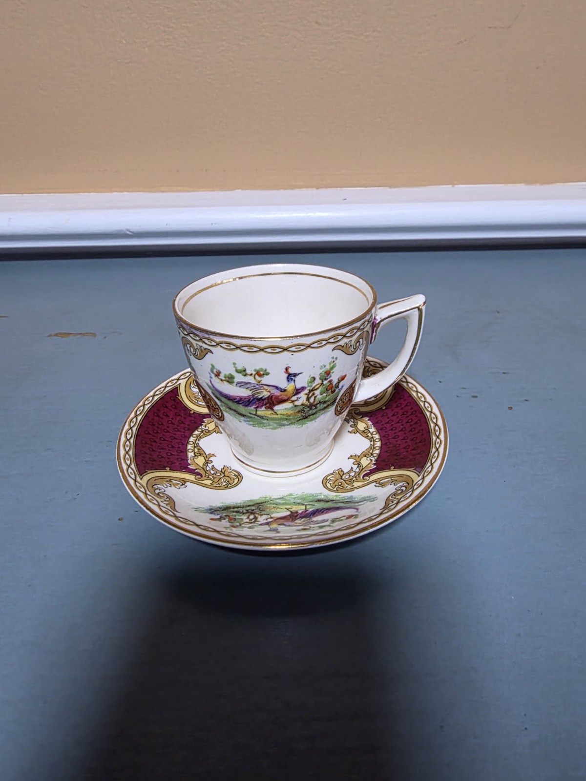 Myott Staffordshire Chelsea Bird Red Demitasse Cup & Saucer 2547943