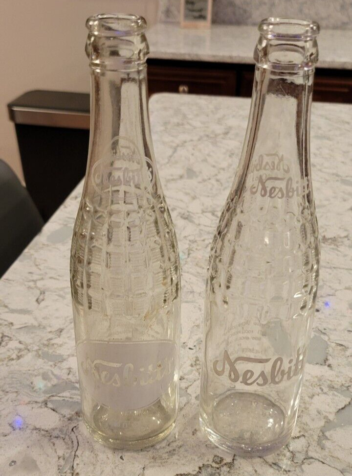 Vintage Nesbitt\'s 1960\'s Soda Pop Bottles 10 oz Los Angeles California Lot of 2