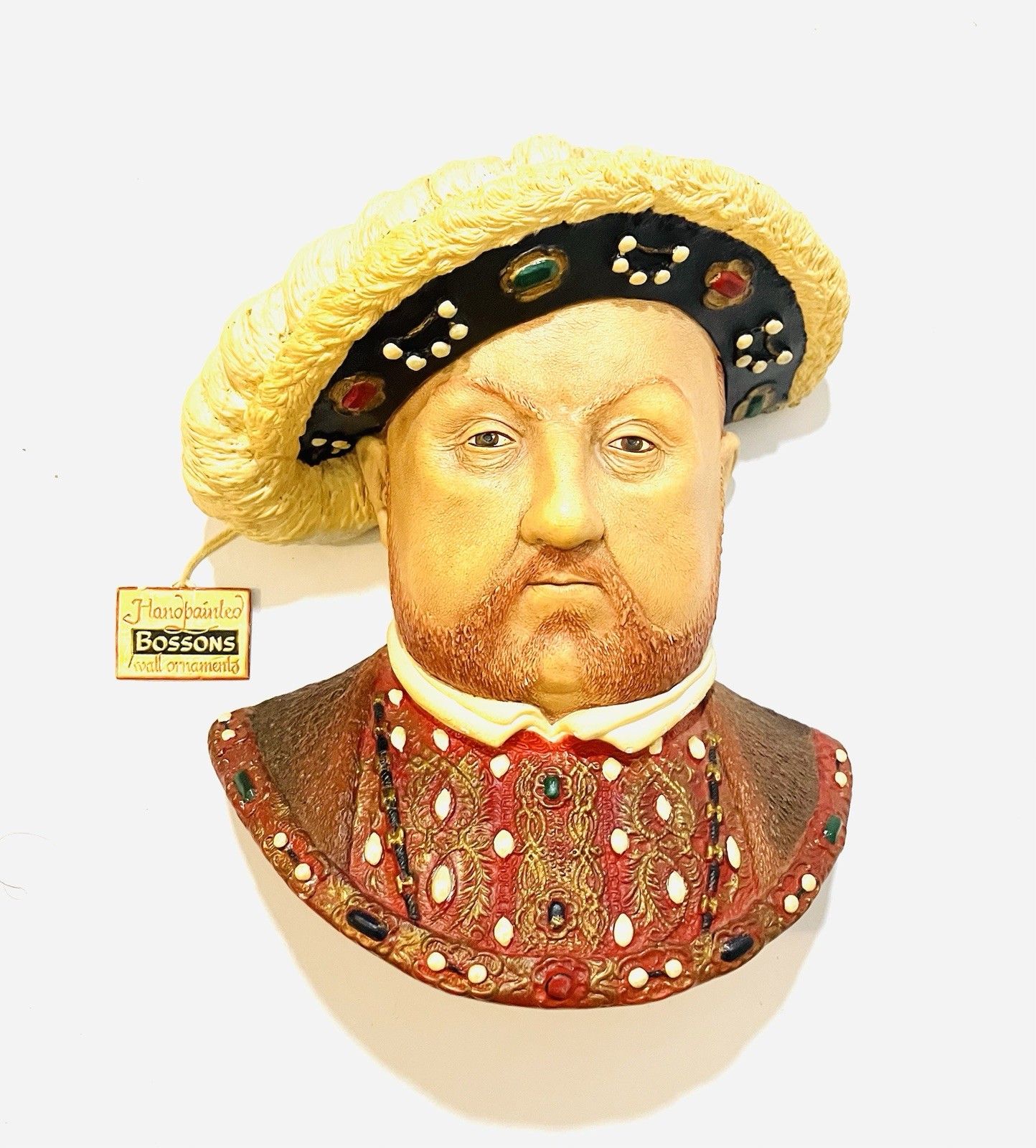 Vintage 1985 Bossons Henry VIII Chalkware Head Bust Wall Ornament With Tag