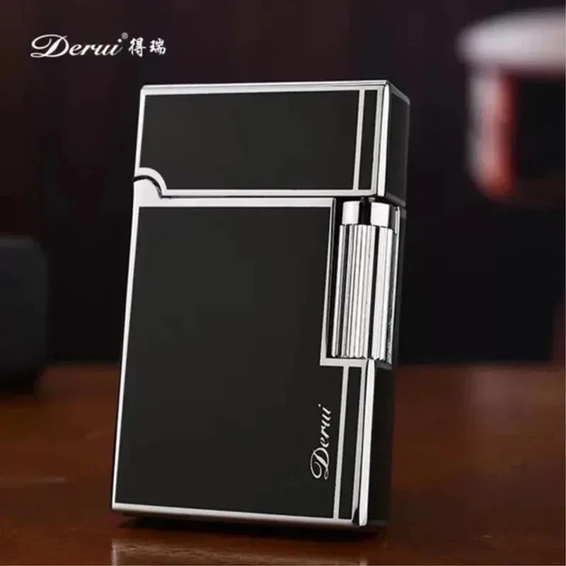 Derui Luxury Side Sliding Bright Sound Inflatable Butane Gas Lighter Metal New