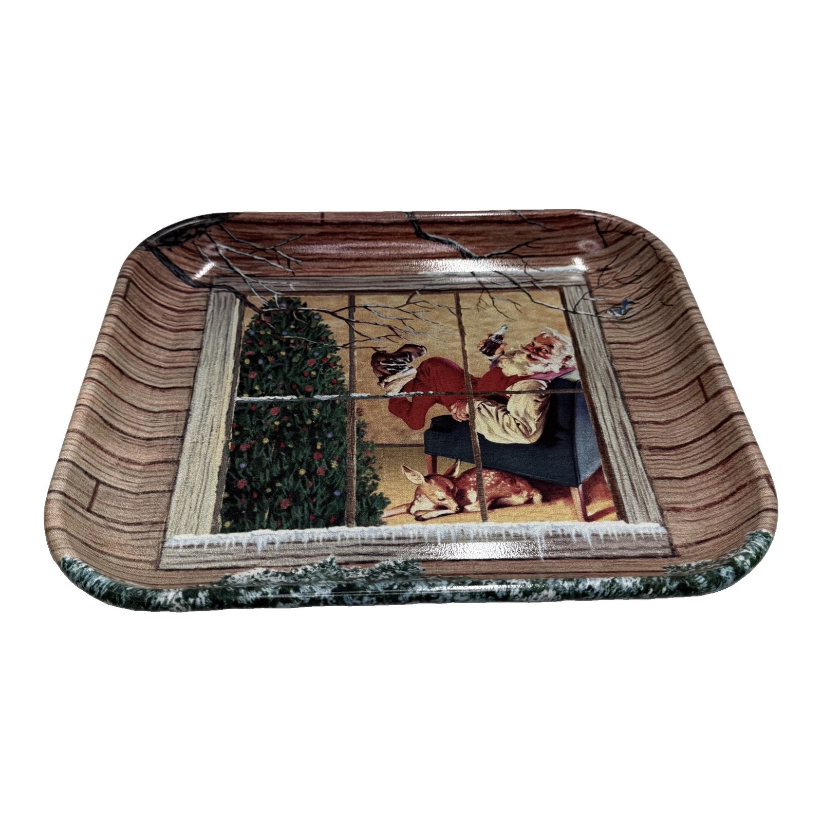 Coca-Cola Santa Tray 2003 Relax Refreshed Sundblom Deer Cabin Window