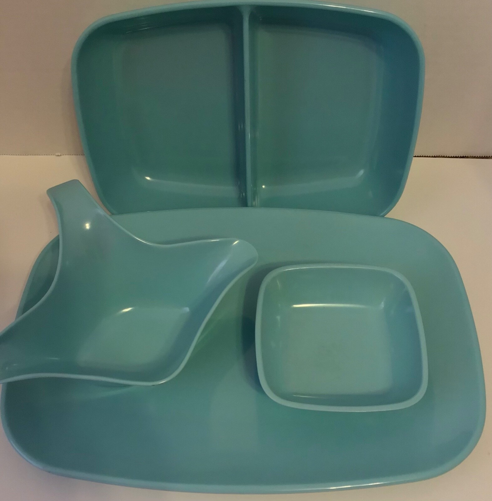 MCM Brookpark Melamine Turquoise Serving Pieces Lot of 4