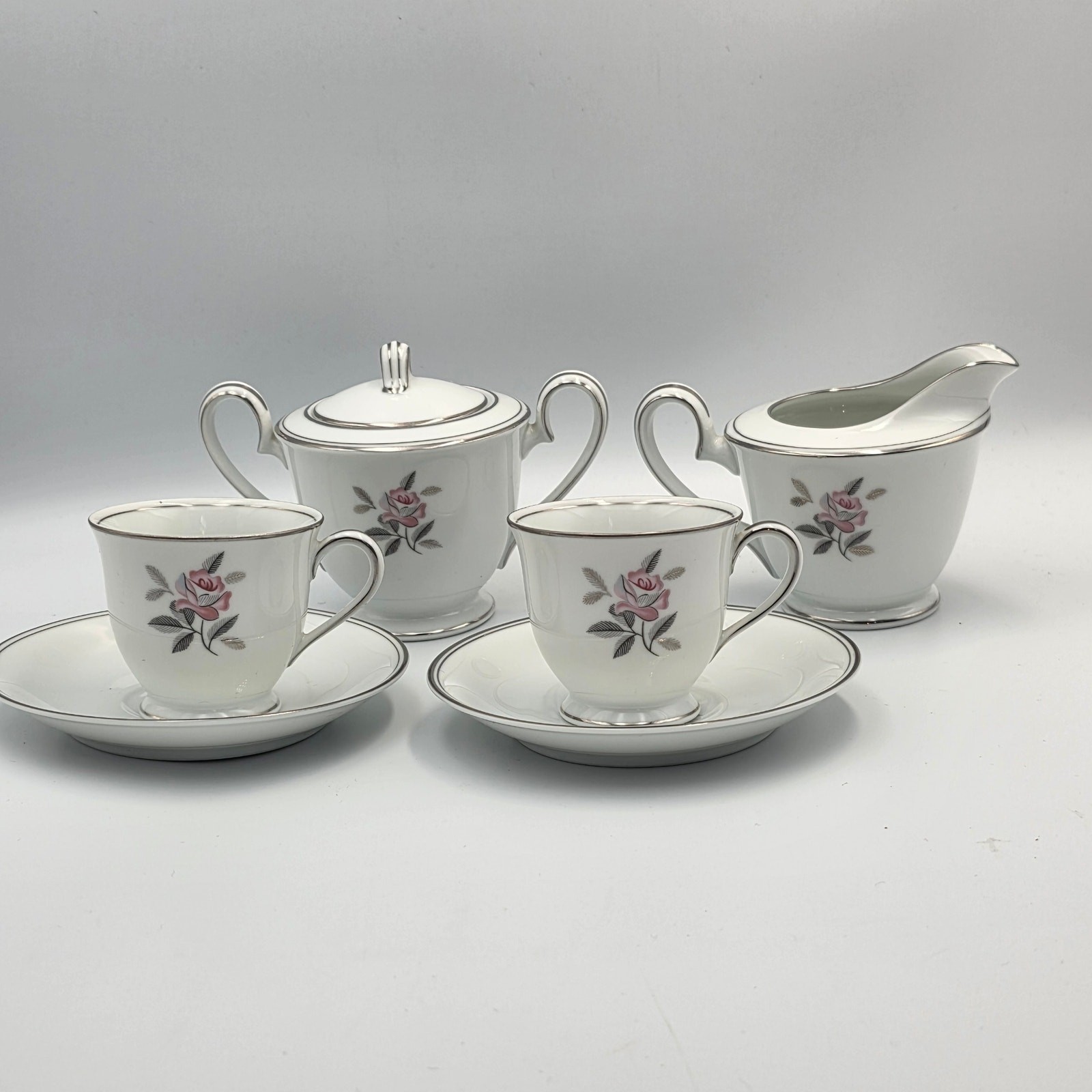 Vintage Noritake Rosales 5790 Partial Tea Set Sugar Creamer 2 Cups 5 Saucers