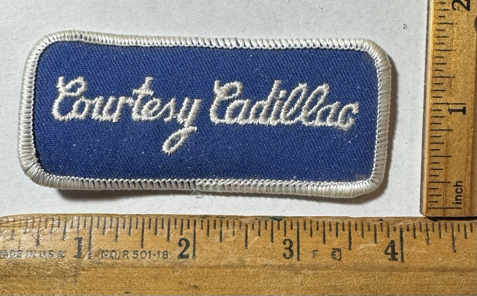Vintage Courtesy Cadillac Script Patch Dealership Service Center Mechanic
