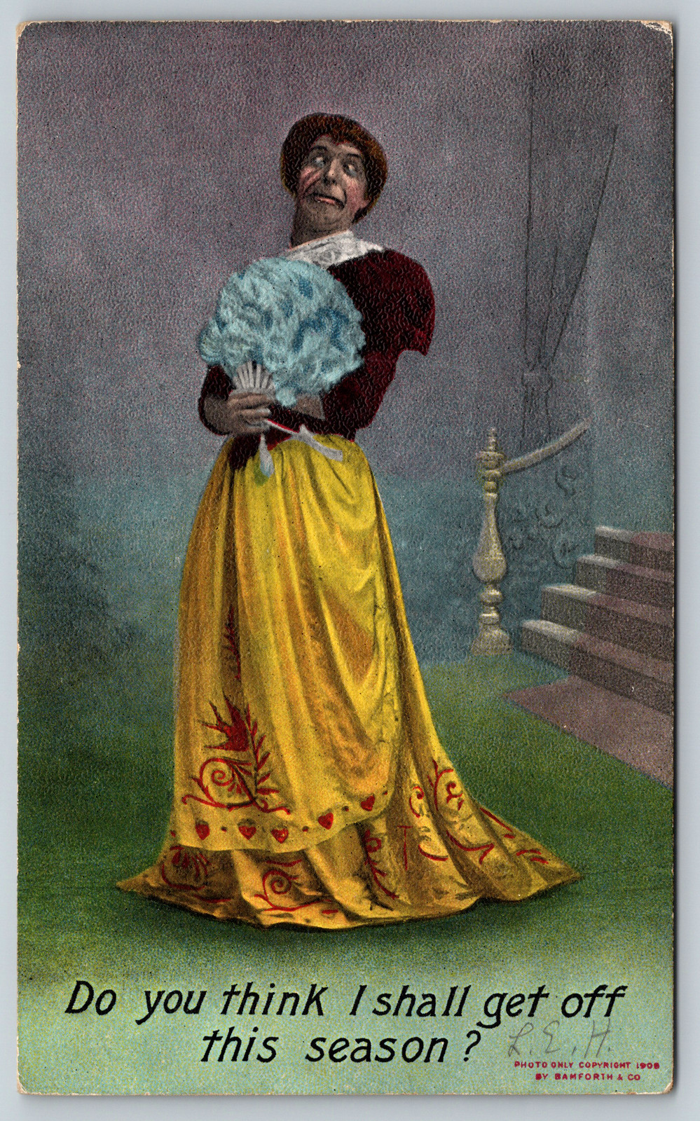 c1900s Do You Think I Shall Get Off This Season Ugly Woman Vintage Postcard