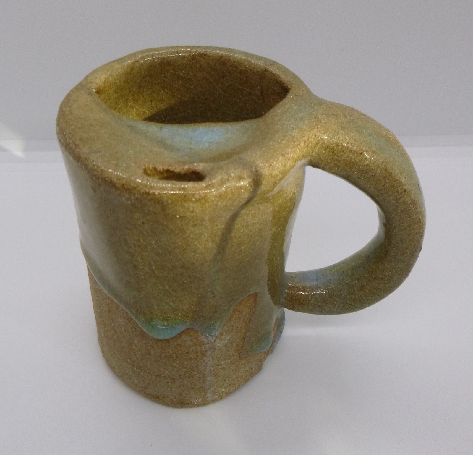 Handmade Art Pottery cup/ Mug drip glaze rough Mustache