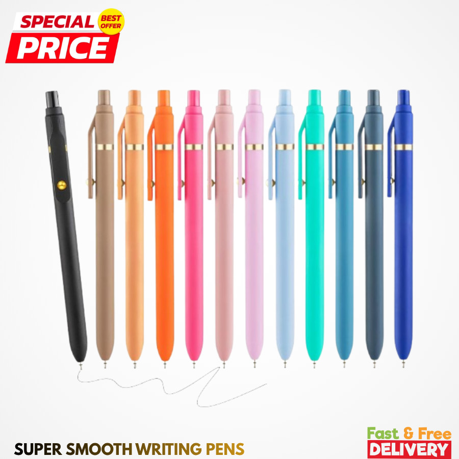 Pens Ballpoint Black Ink Super Smooth Writing Pens 12 Pcs Medium Point 1.